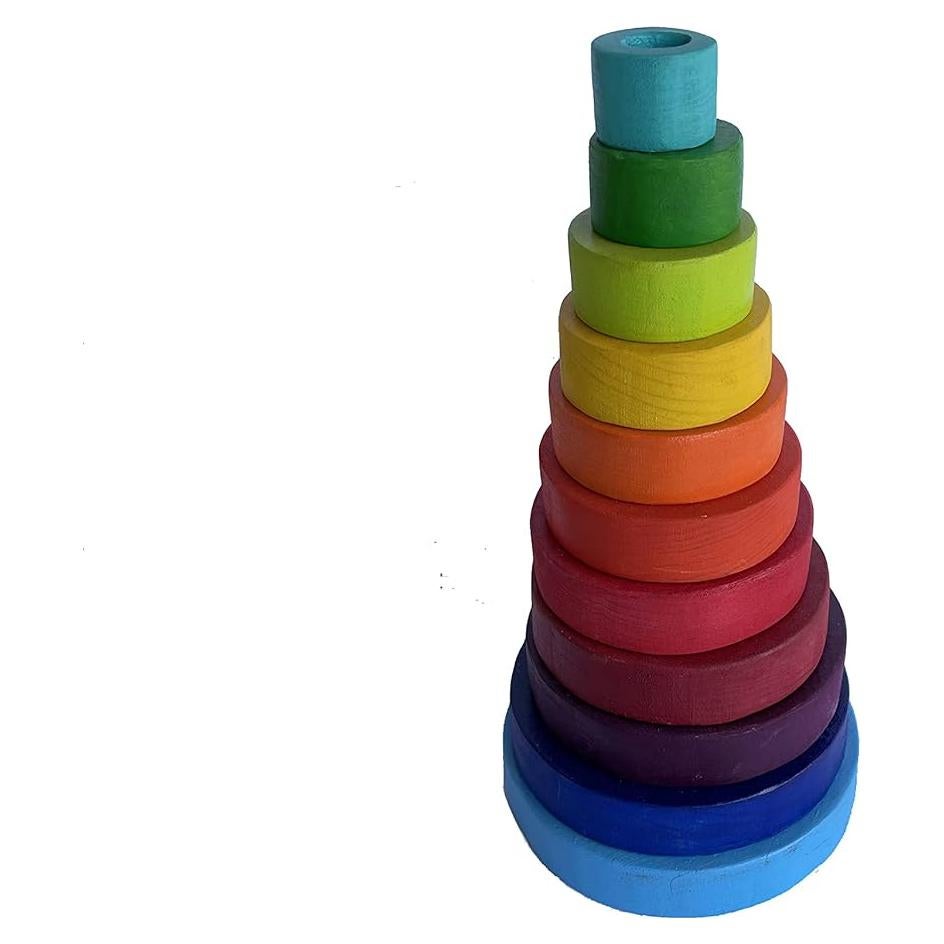 Torre Apilable de Madera Arcoíris 24cm - Juguete Educativo