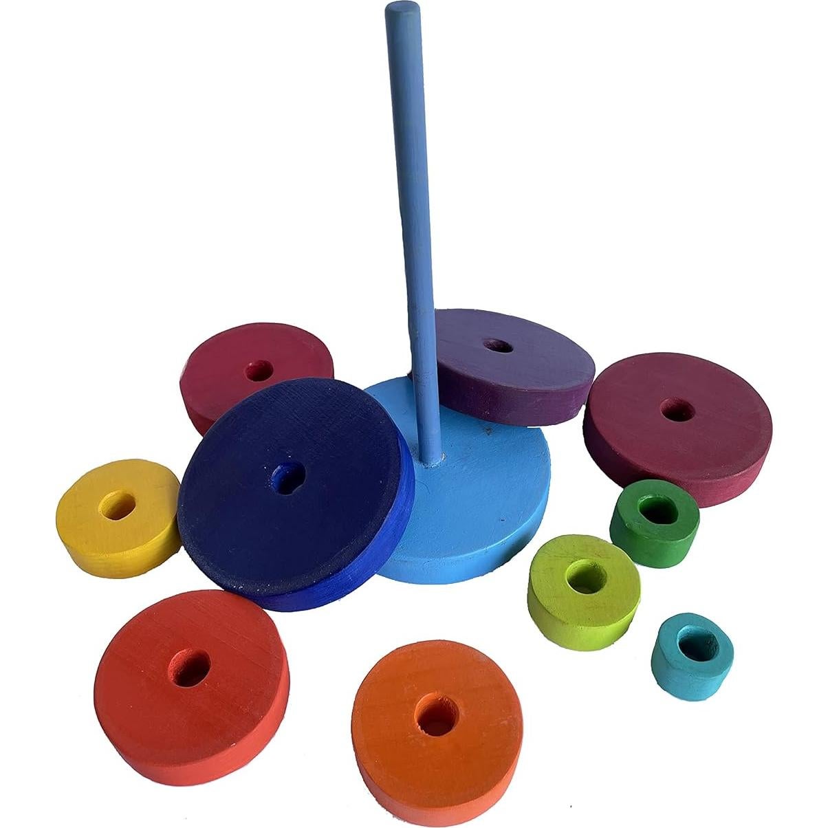 Torre Apilable de Madera Arcoíris 24cm - Juguete Educativo