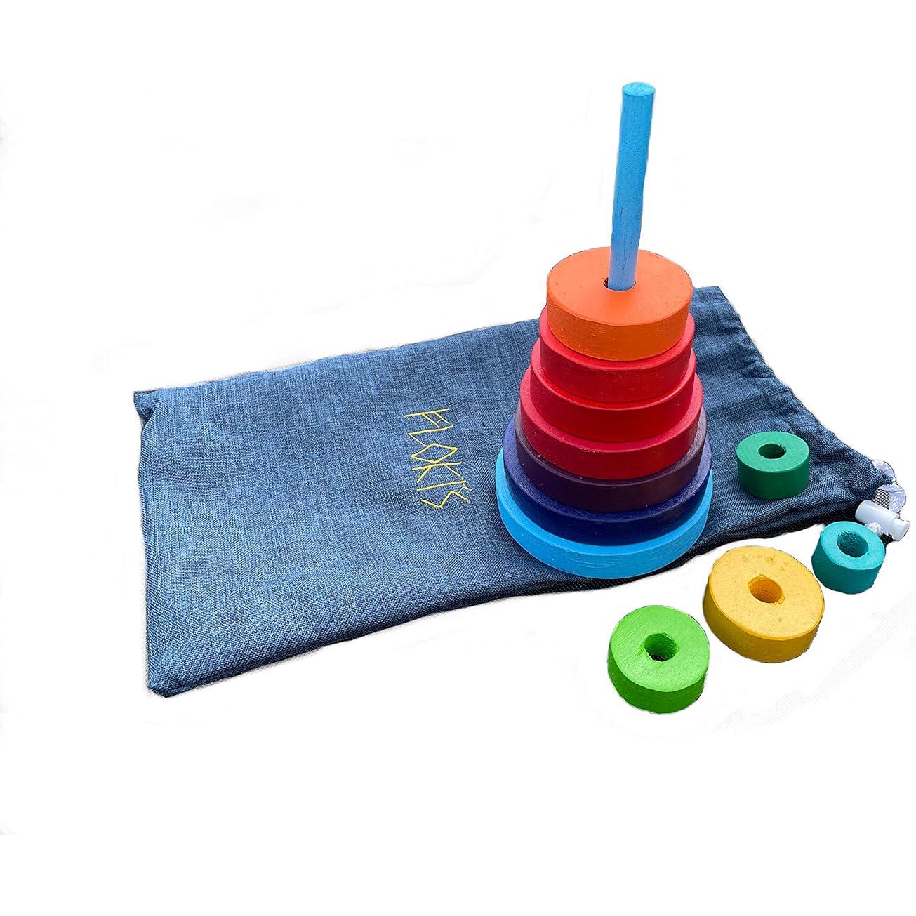 Torre Apilable de Madera Arcoíris 24cm - Juguete Educativo