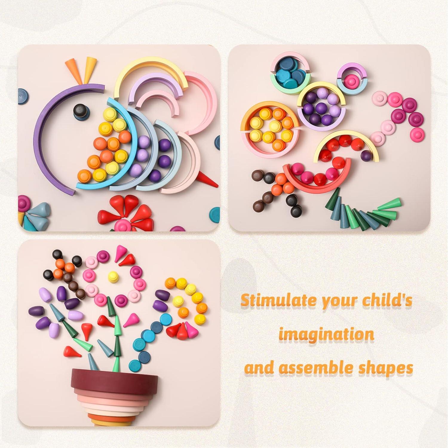 Juguete de Apilamiento Arcoíris Promise Babe 162 Piezas Montessori