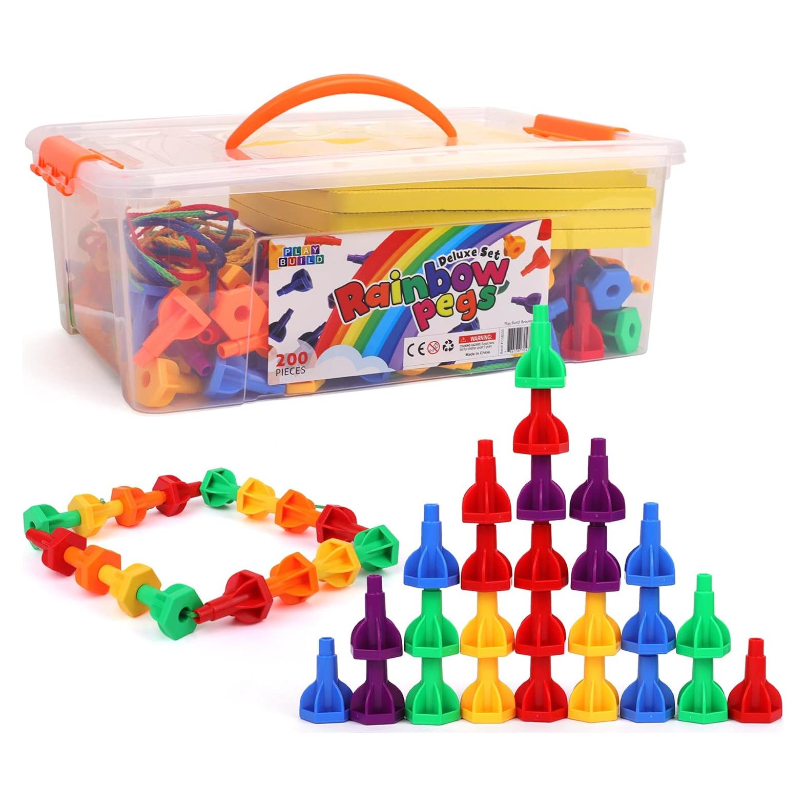 Juego de Clavos Arcoíris Deluxe 200pc PlayBuild - Juguete STEM 3+