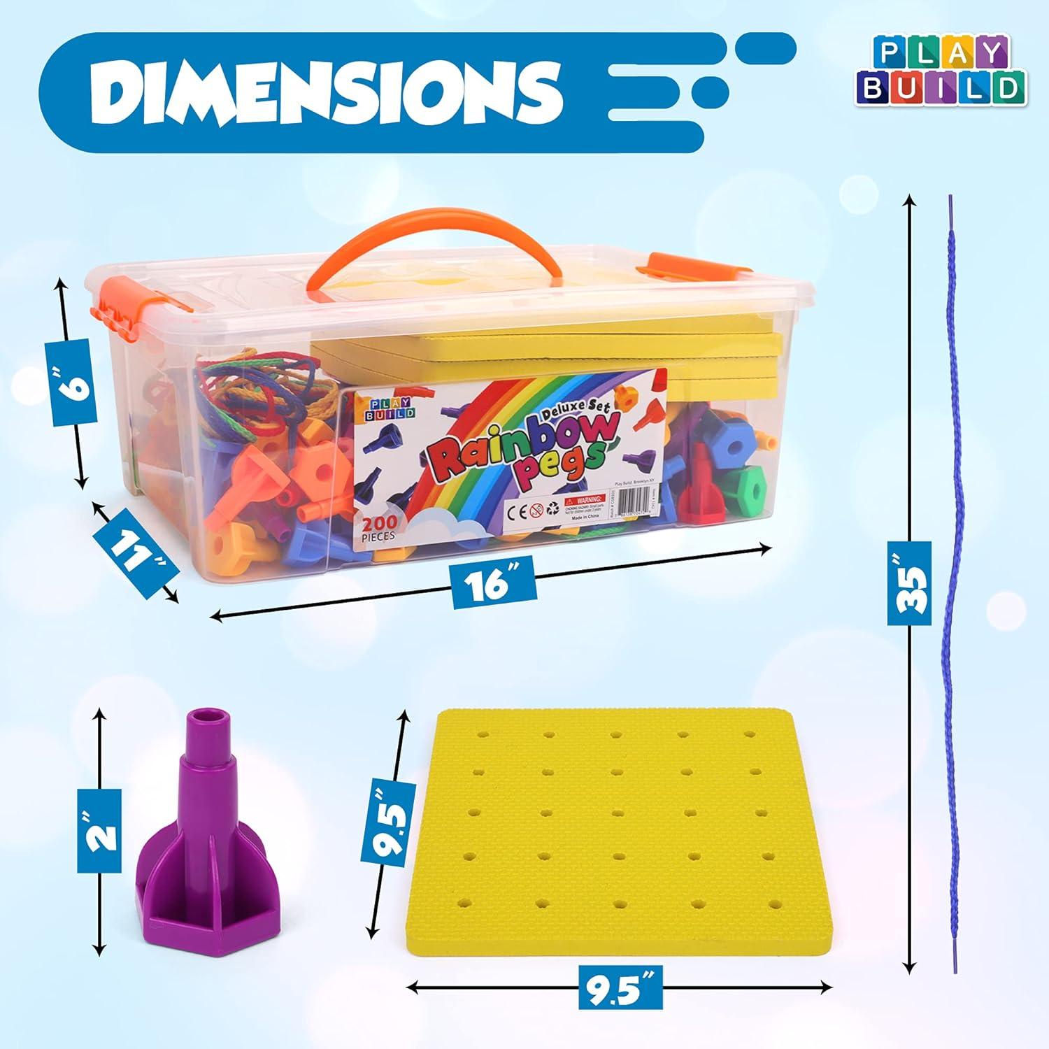 Juego de Clavos Arcoíris Deluxe 200pc PlayBuild - Juguete STEM 3+