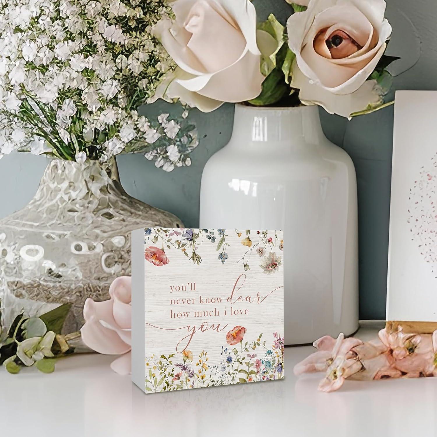 Cartel Decorativo de Madera KFXHANGD 12.7x12.7 cm Flores Silvestres