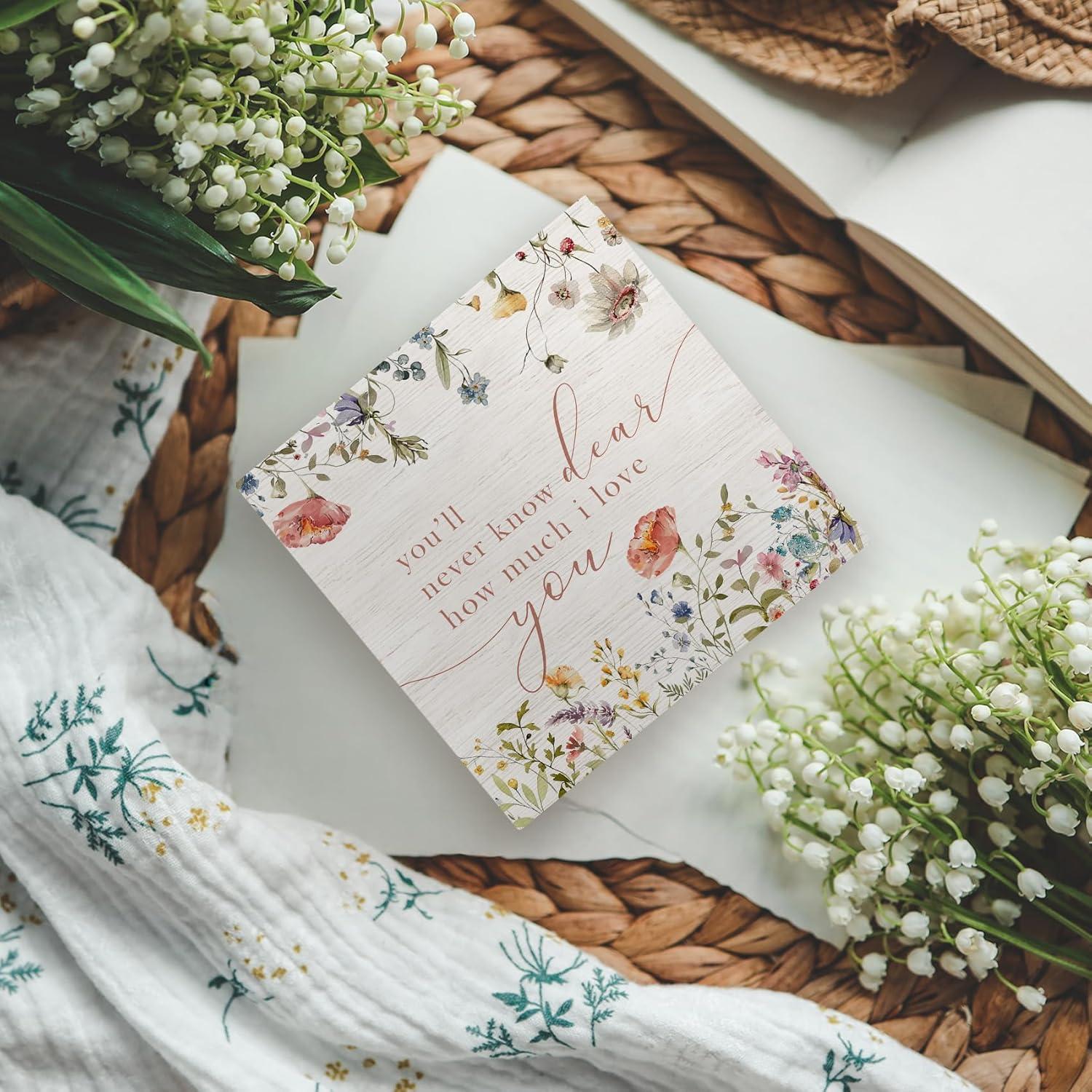 Cartel Decorativo de Madera KFXHANGD 12.7x12.7 cm Flores Silvestres