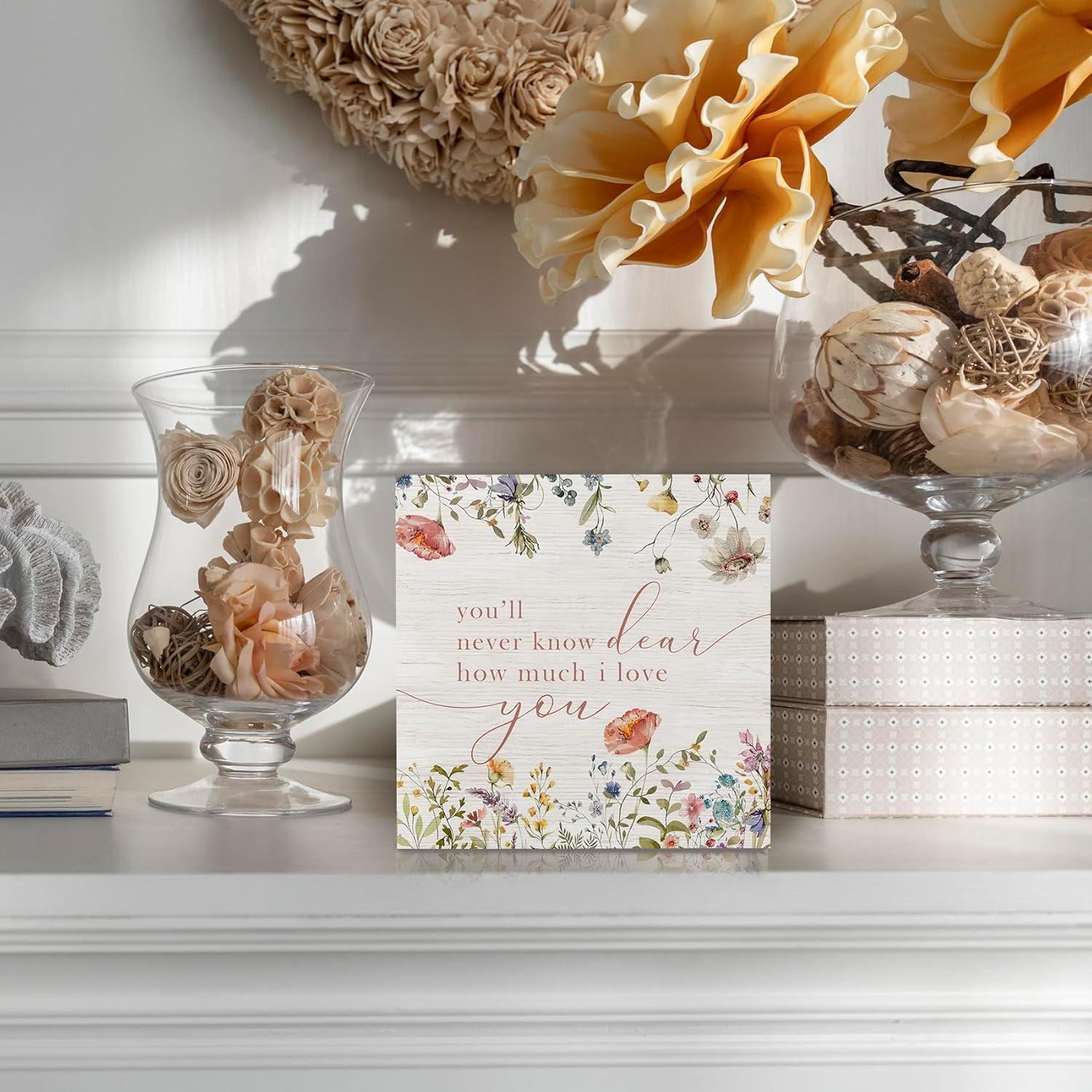 Cartel Decorativo de Madera KFXHANGD 12.7x12.7 cm Flores Silvestres