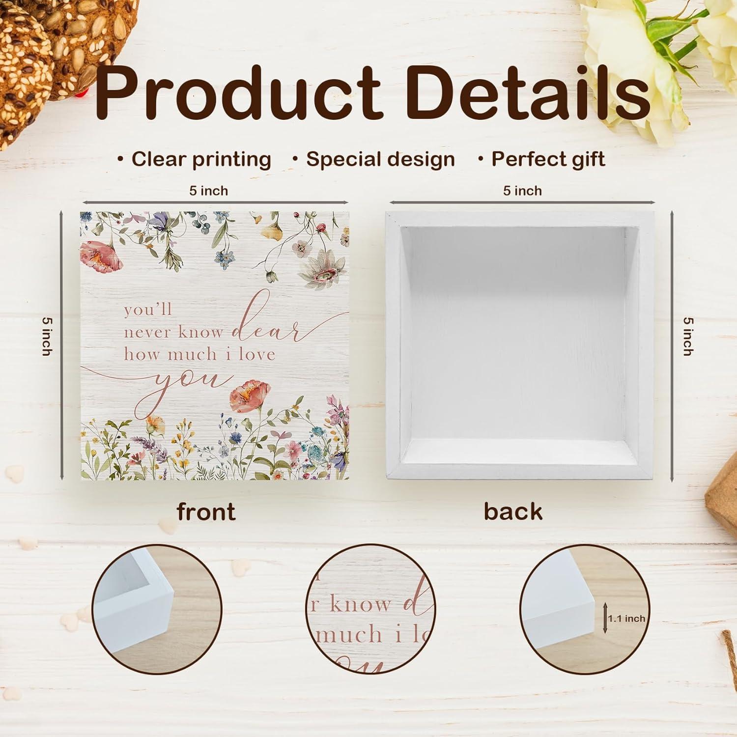 Cartel Decorativo de Madera KFXHANGD 12.7x12.7 cm Flores Silvestres