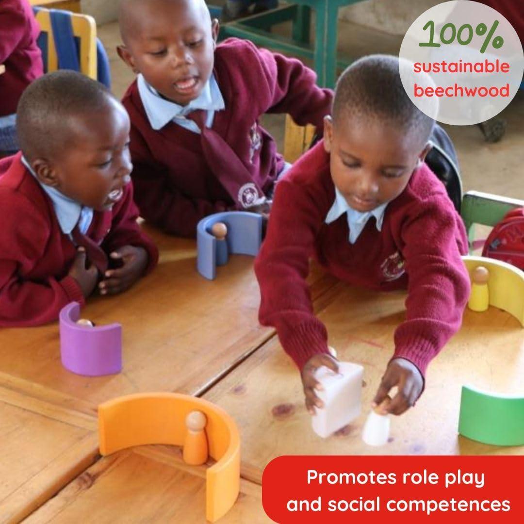 Set de Juguete Montessori Extasticks - Arco Iris de Madera 16 Piezas