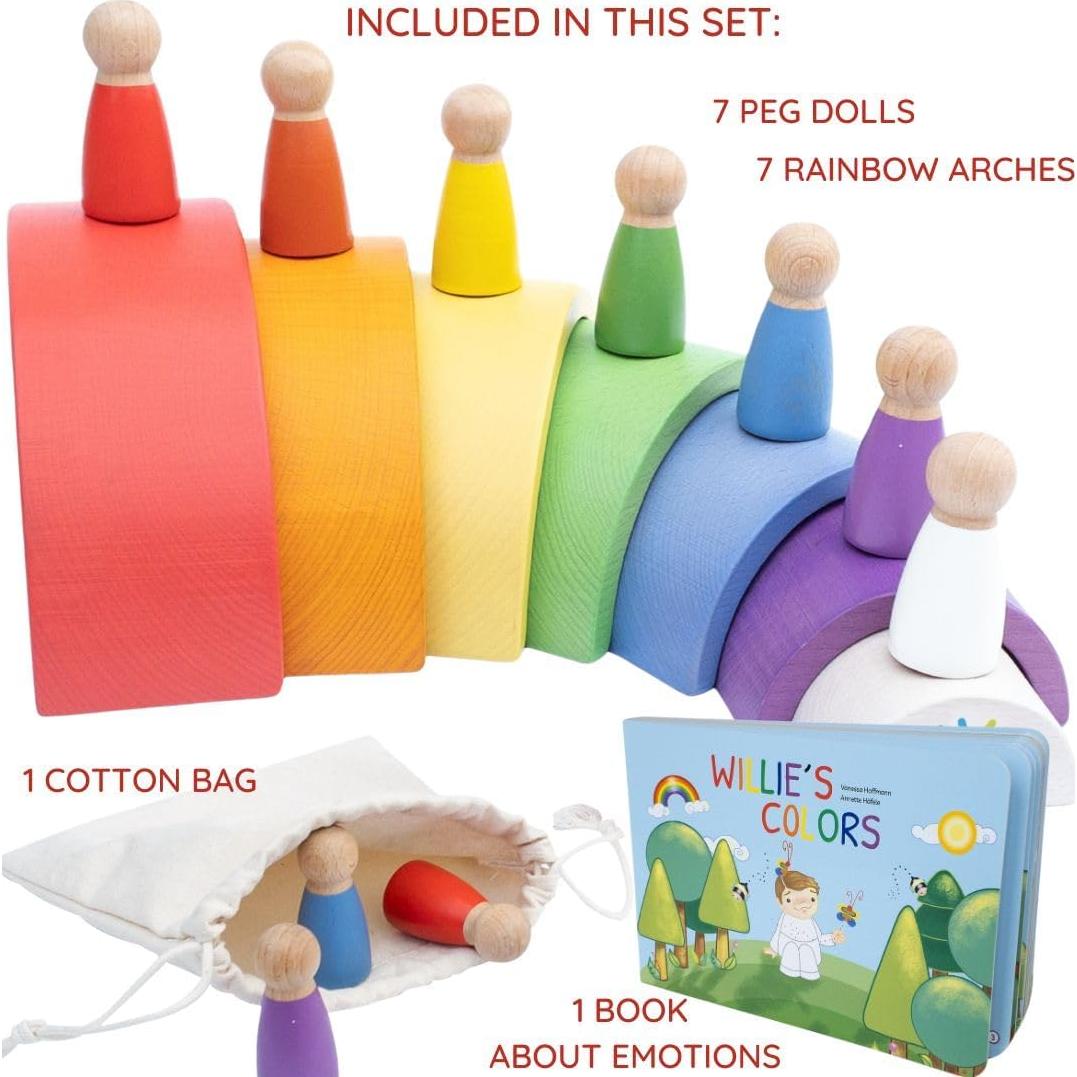Set de Juguete Montessori Extasticks - Arco Iris de Madera 16 Piezas
