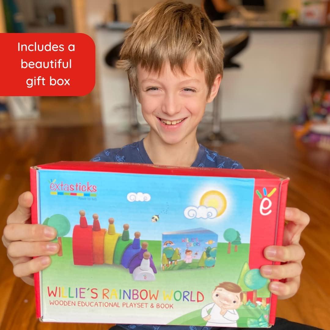 Set de Juguete Montessori Extasticks - Arco Iris de Madera 16 Piezas