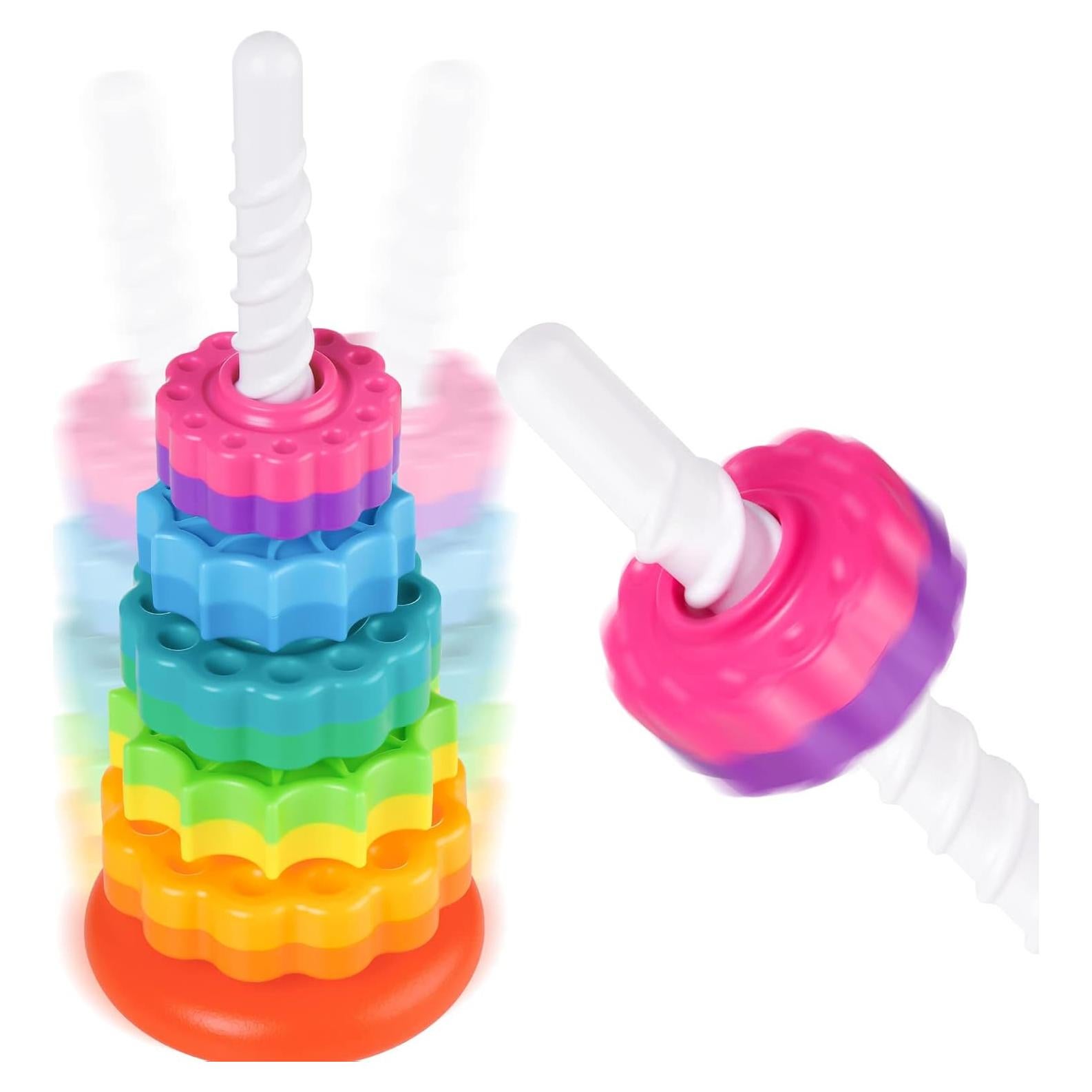 Juguete Apilable Giratorio NiToy Torre Arcoíris 6 Discos