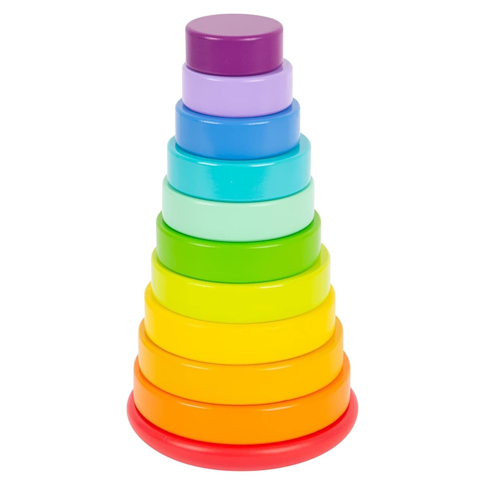 Torre de Apilamiento Arcoíris Grande de Madera Small Foot - Juguete Educativo para Niños 18+ meses