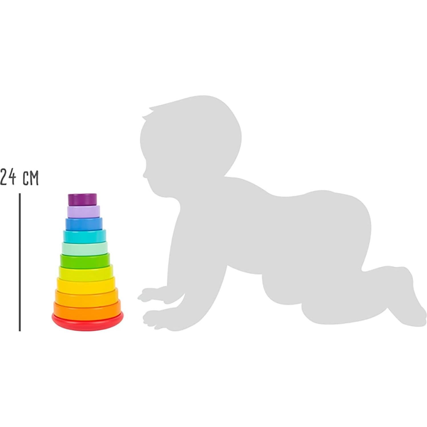 Torre de Apilamiento Arcoíris Grande de Madera Small Foot - Juguete Educativo para Niños 18+ meses