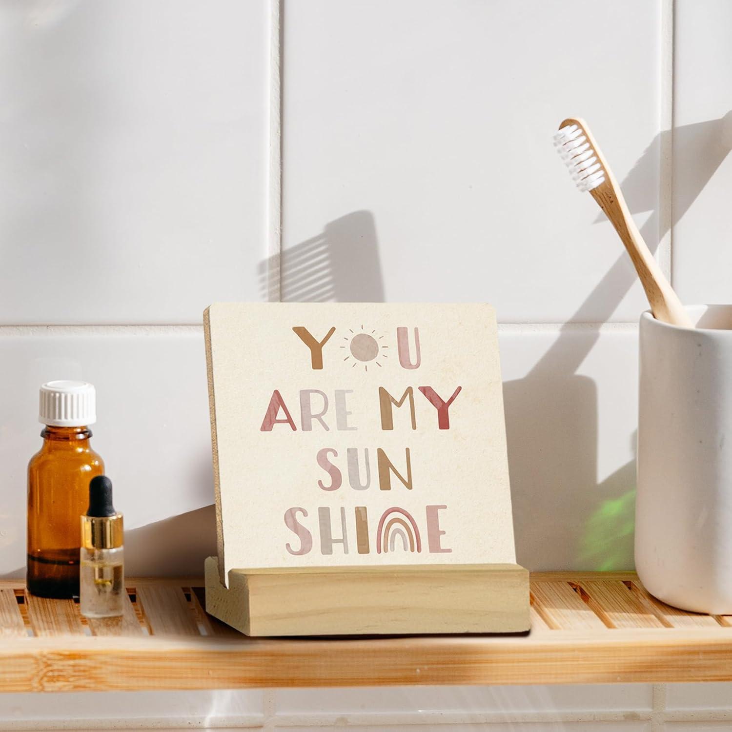 Letrero de Madera Motivacional QASHWEY Eres mi Sol 10x10 cm