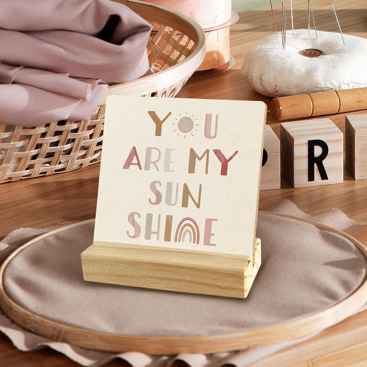 Letrero de Madera Motivacional QASHWEY Eres mi Sol 10x10 cm