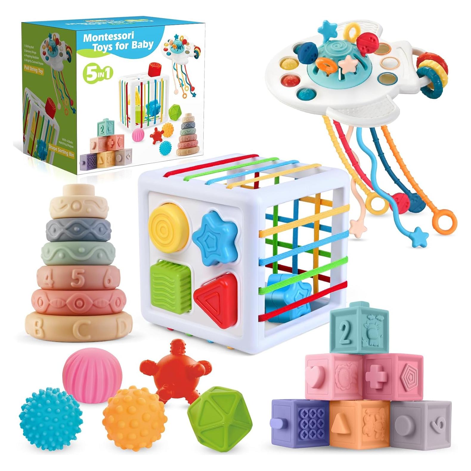 Juguetes Montessori SpringFlower 5 en 1 para Bebés 0-3 Años