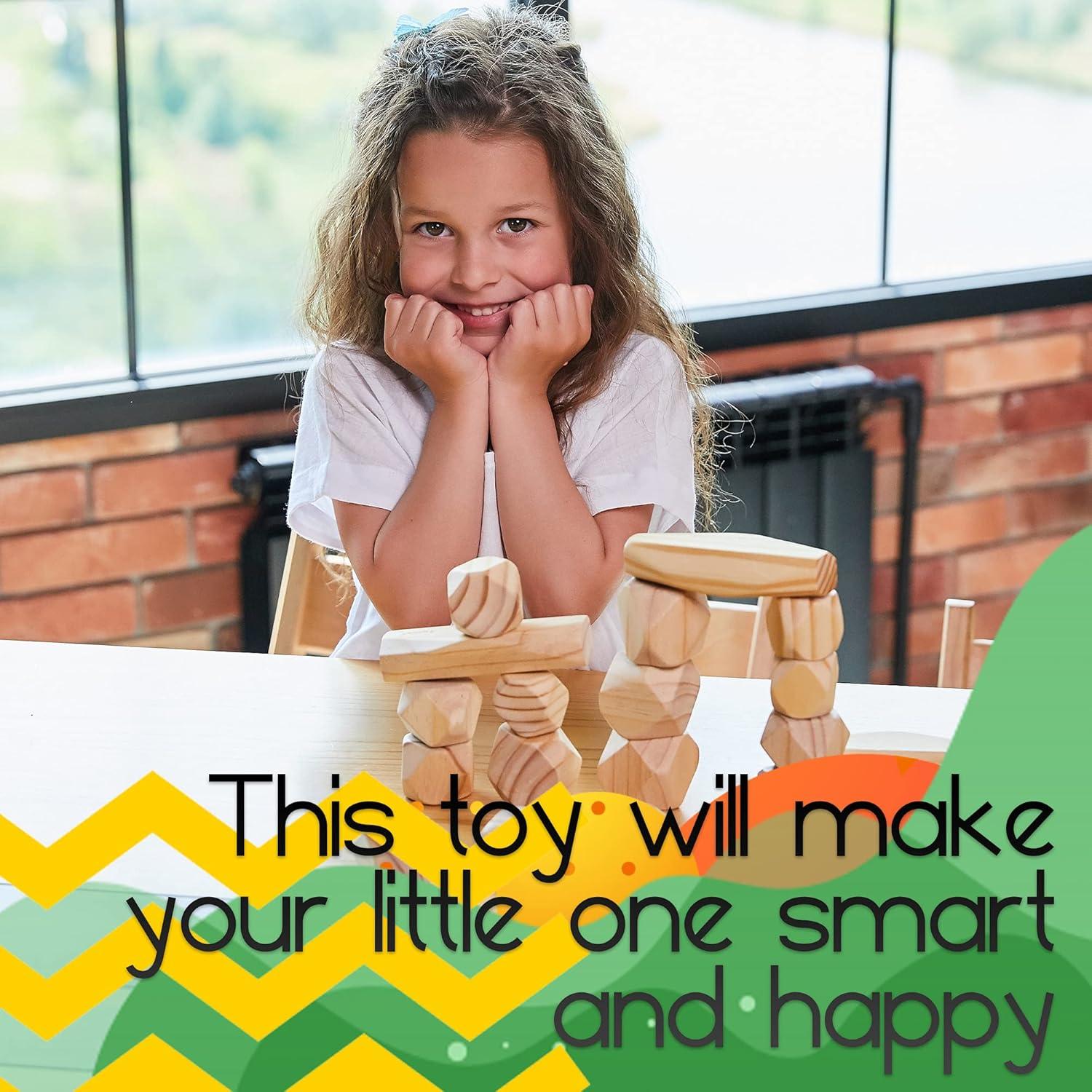 Conjunto de Juguetes Montessori Panda Brothers - Piedras de Equilibrio y Calendario de Madera