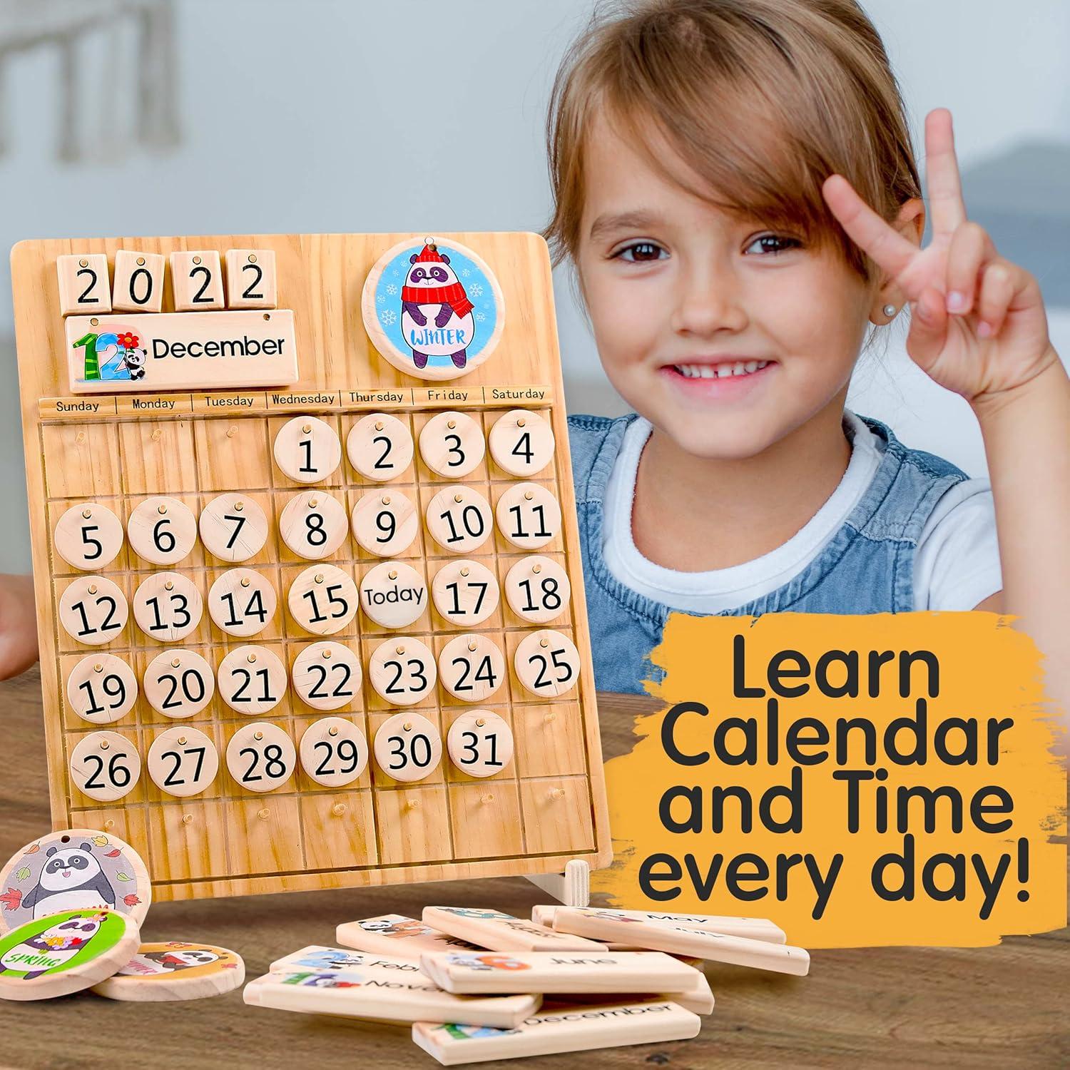 Conjunto de Juguetes Montessori Panda Brothers - Piedras de Equilibrio y Calendario de Madera