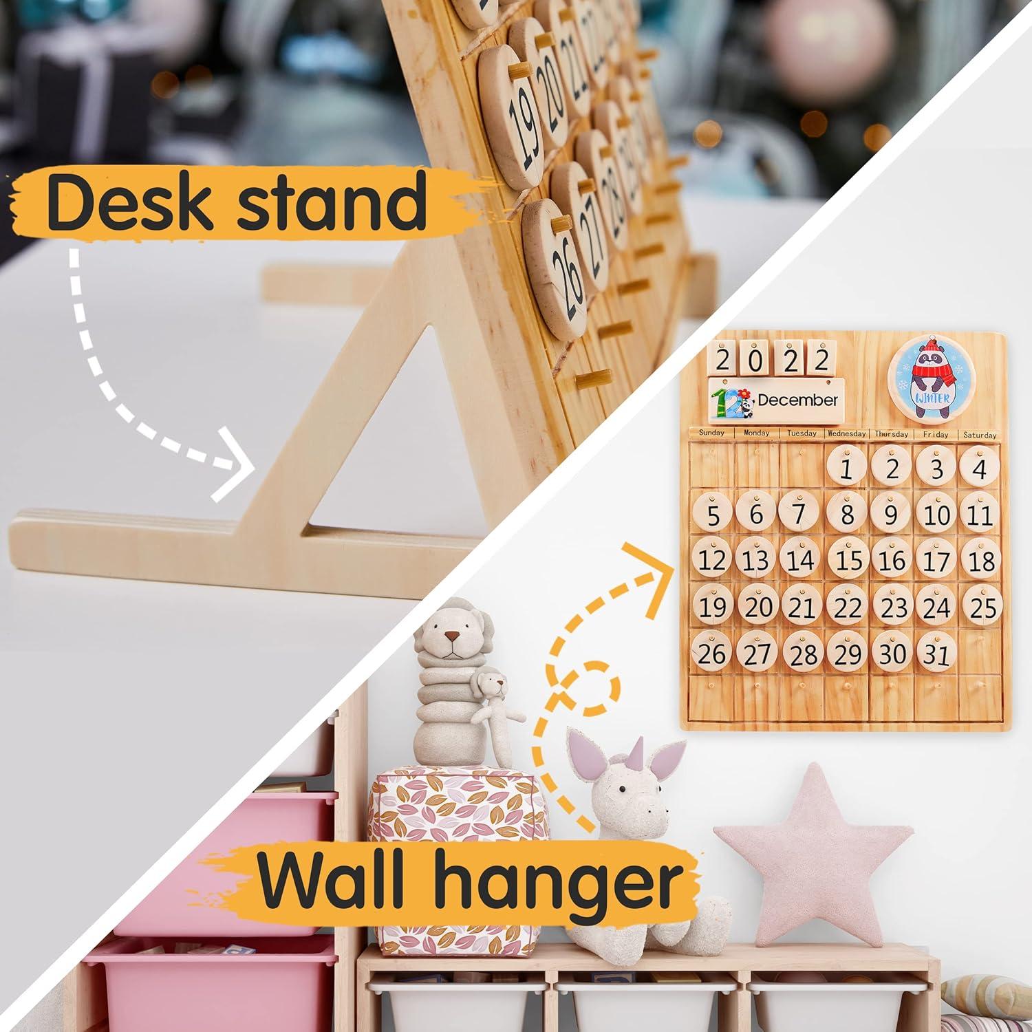 Conjunto de Juguetes Montessori Panda Brothers - Piedras de Equilibrio y Calendario de Madera