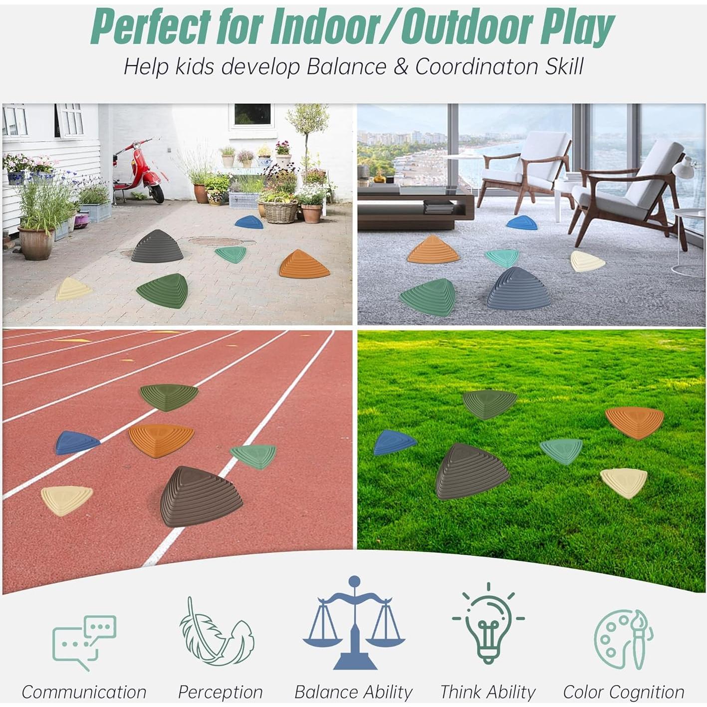 Piedras de Equilibrio WOOD CITY Set 6 PCS Antideslizantes Niños