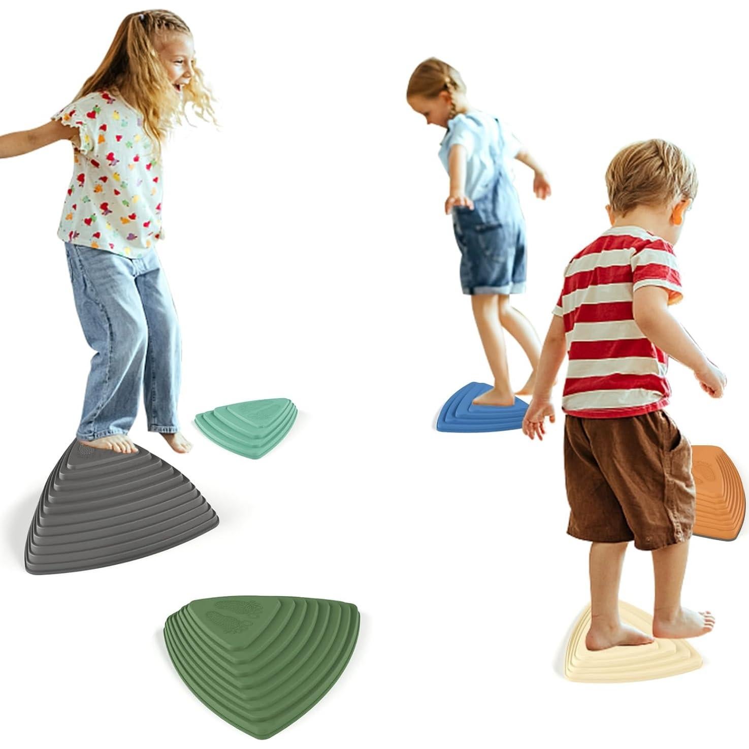 Piedras de Equilibrio WOOD CITY Set 6 PCS Antideslizantes Niños