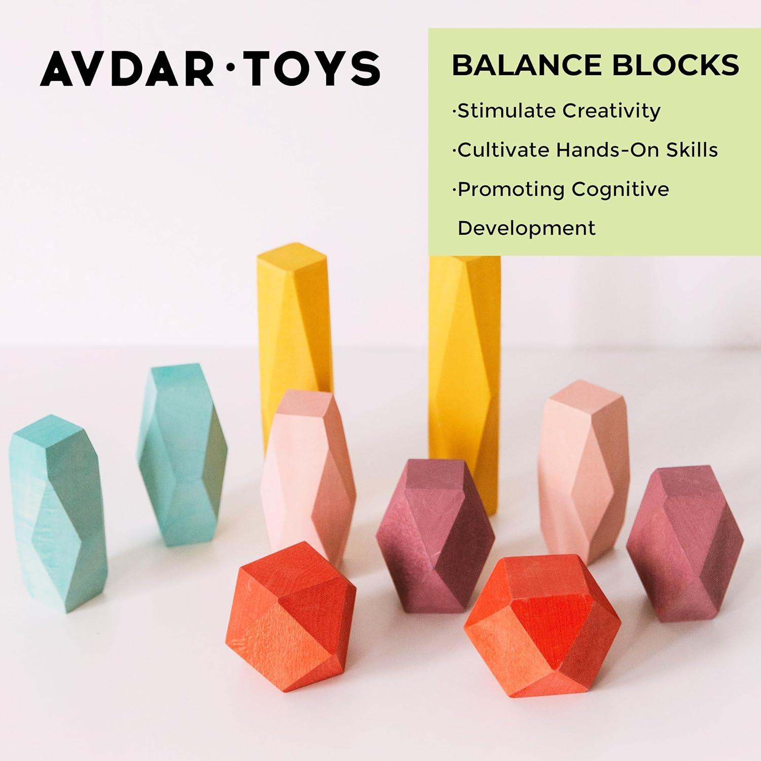 10 Piezas Bloques de Equilibrio de Madera AVDAR - Juguetes Educativos