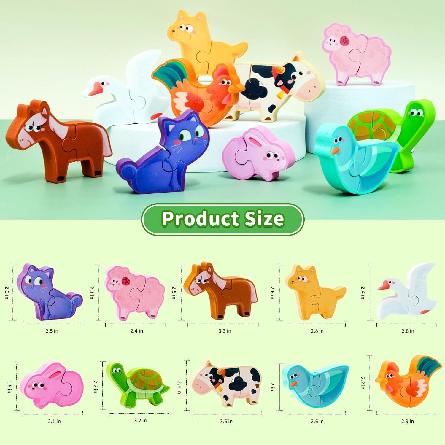 Juguete de Bloques Apilables de Madera YUNHE - Animales de Granja