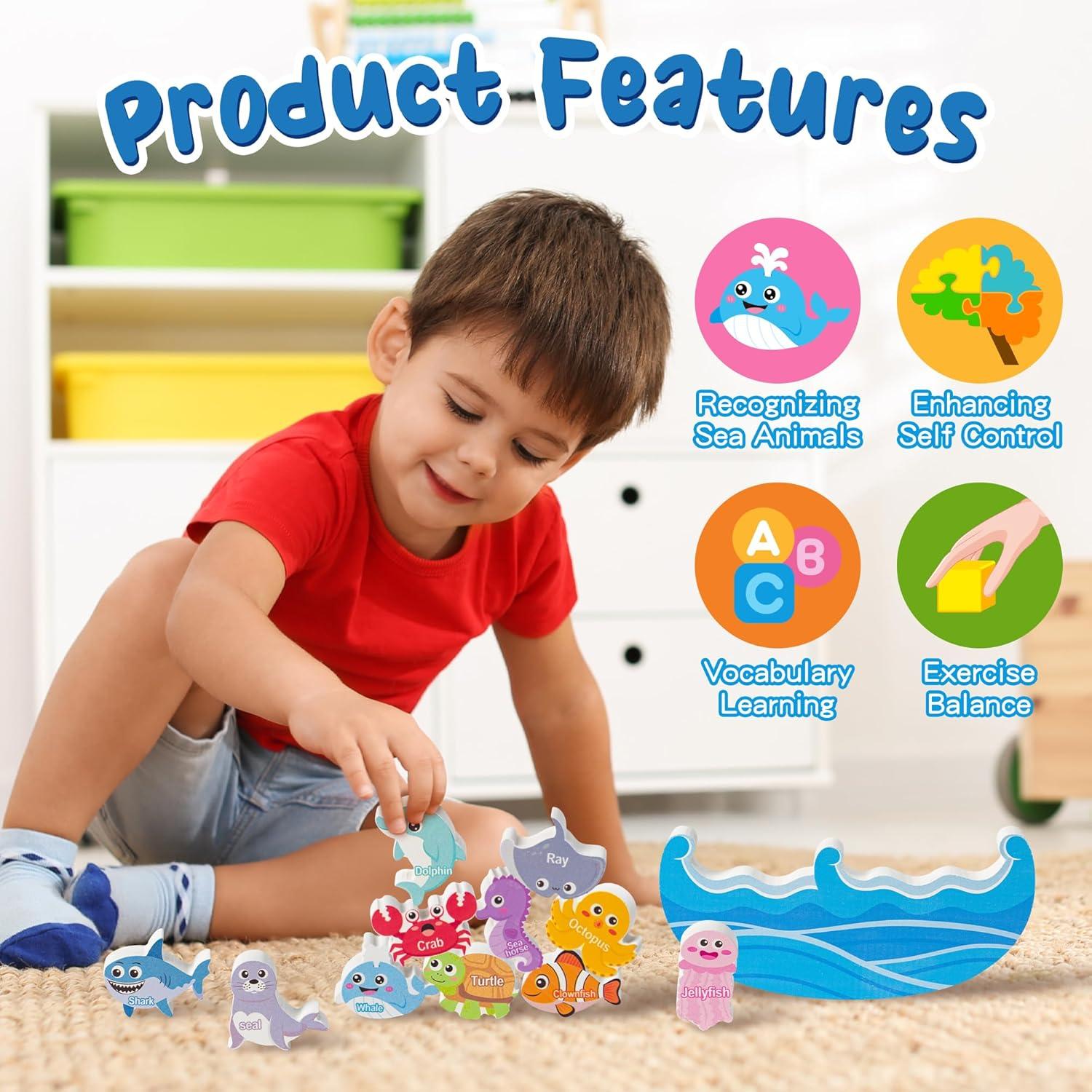 Juguete de Apilamiento de Madera FoszaSzept - Animales Marinos