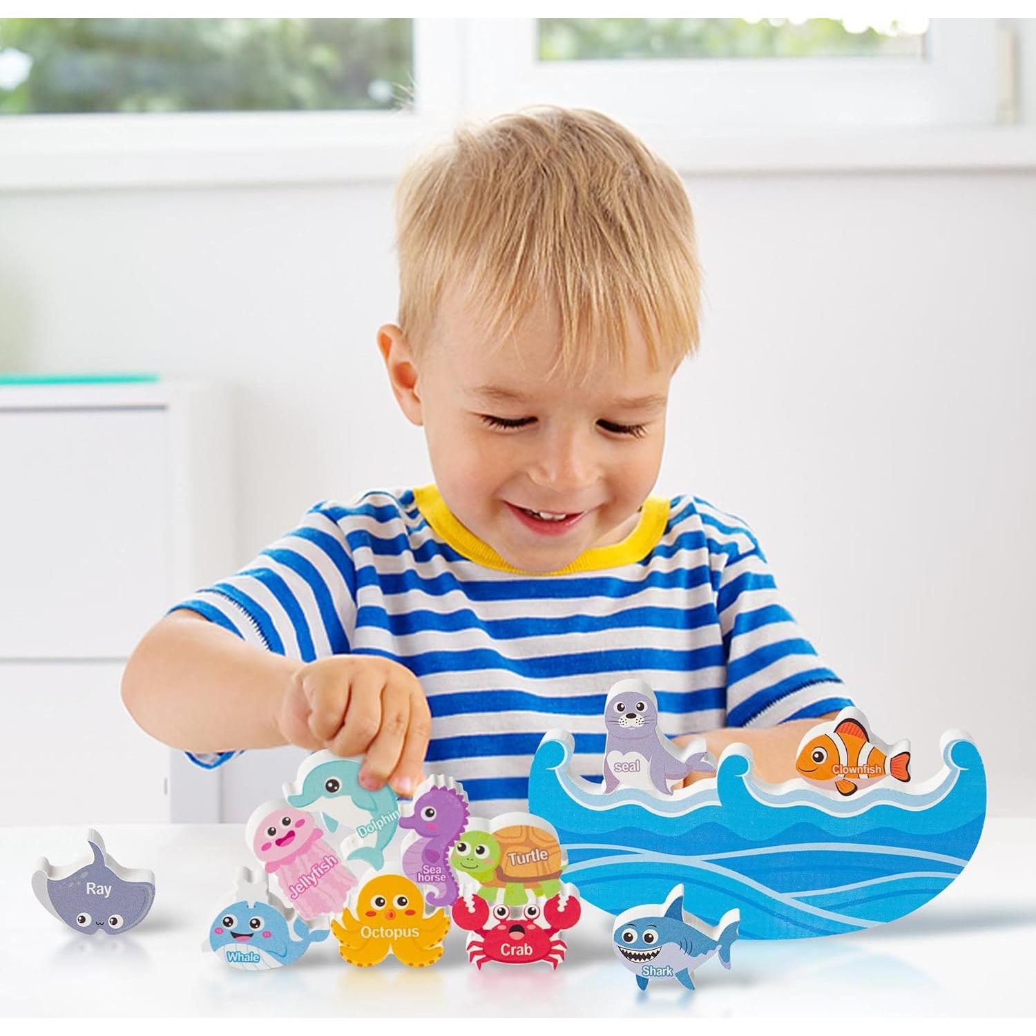 Juguete de Apilamiento de Madera FoszaSzept - Animales Marinos