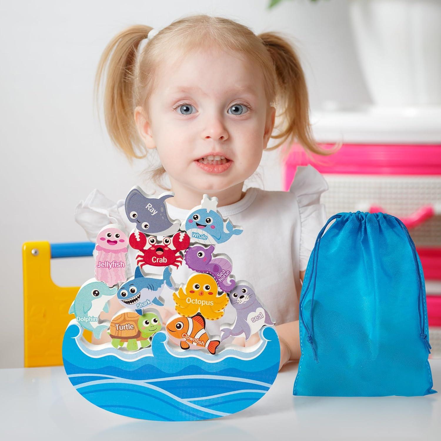 Juguete de Apilamiento de Madera FoszaSzept - Animales Marinos