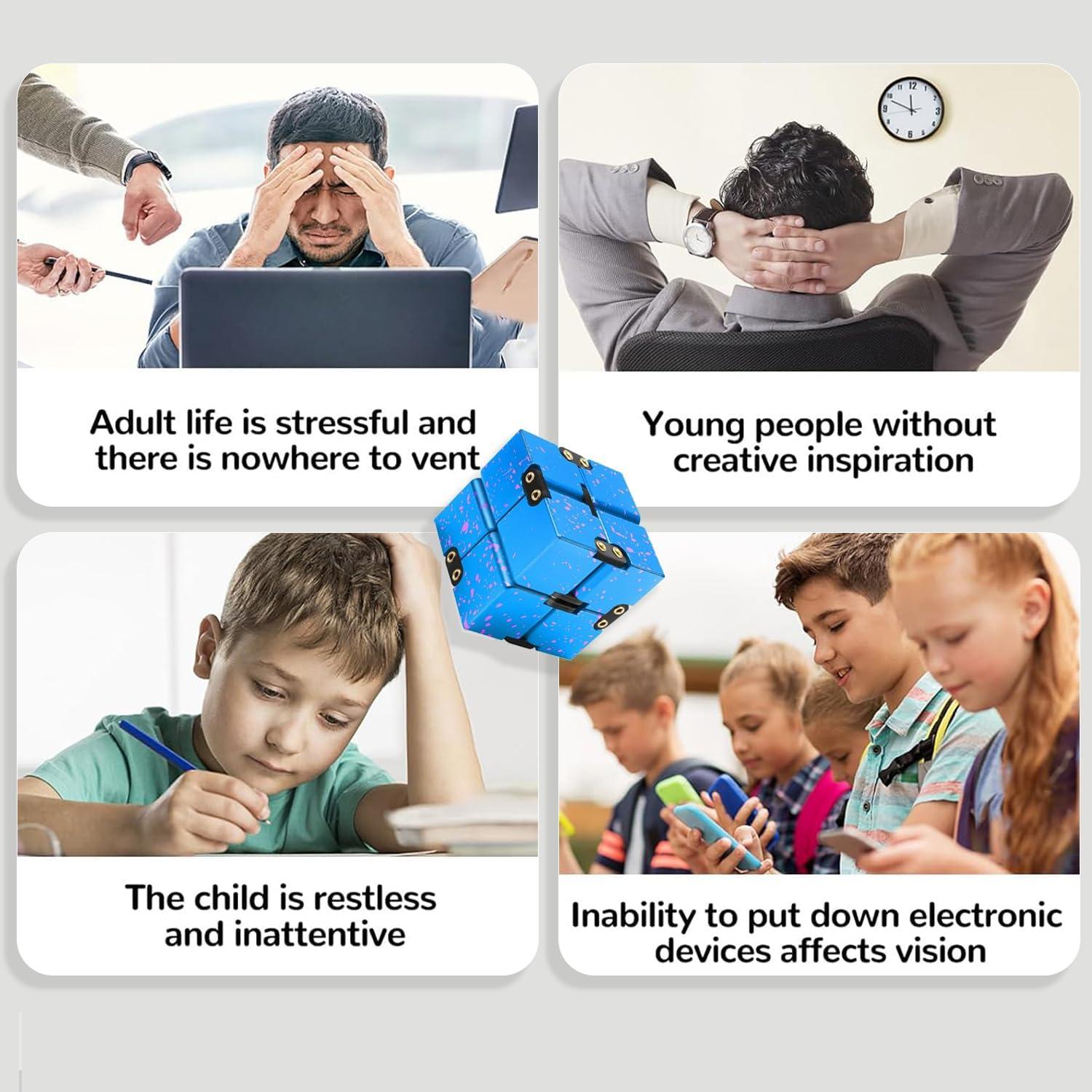 Cubo Infinito Antiestrés Metal Rovzukct 5.58cm Alivio Estrés