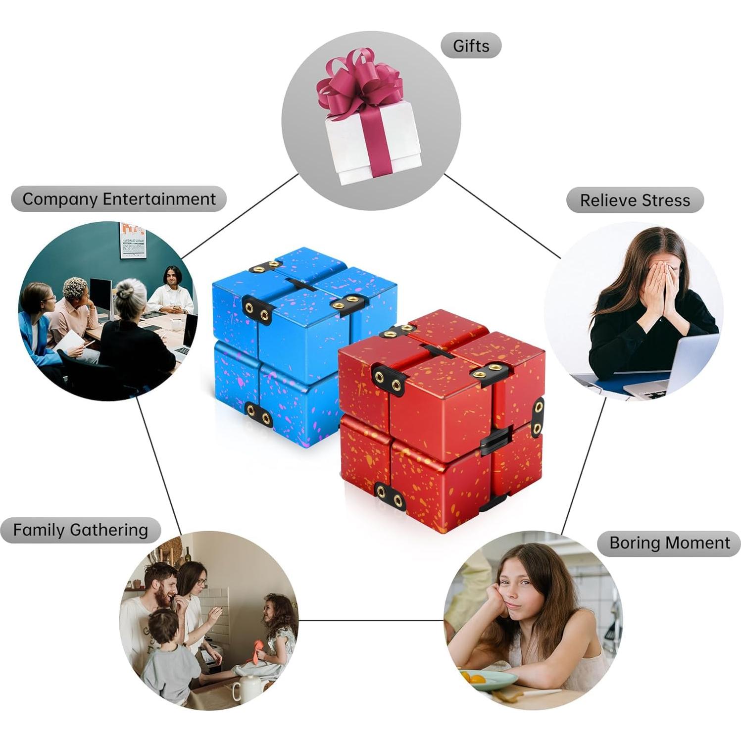 Cubo Infinito Antiestrés Metal Rovzukct 5.58cm Alivio Estrés