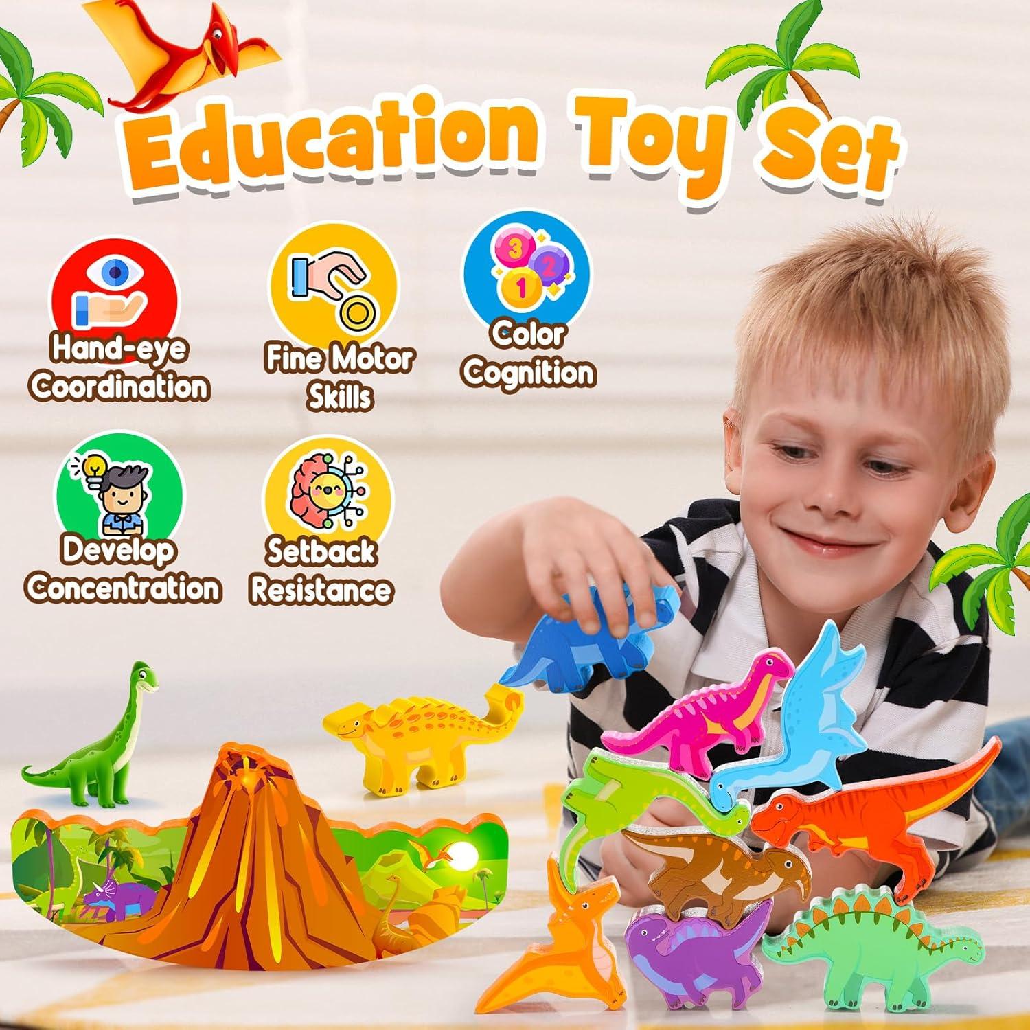 Juguete de Apilamiento de Dinosaurios IPORUP 10 Piezas 3-8 Años