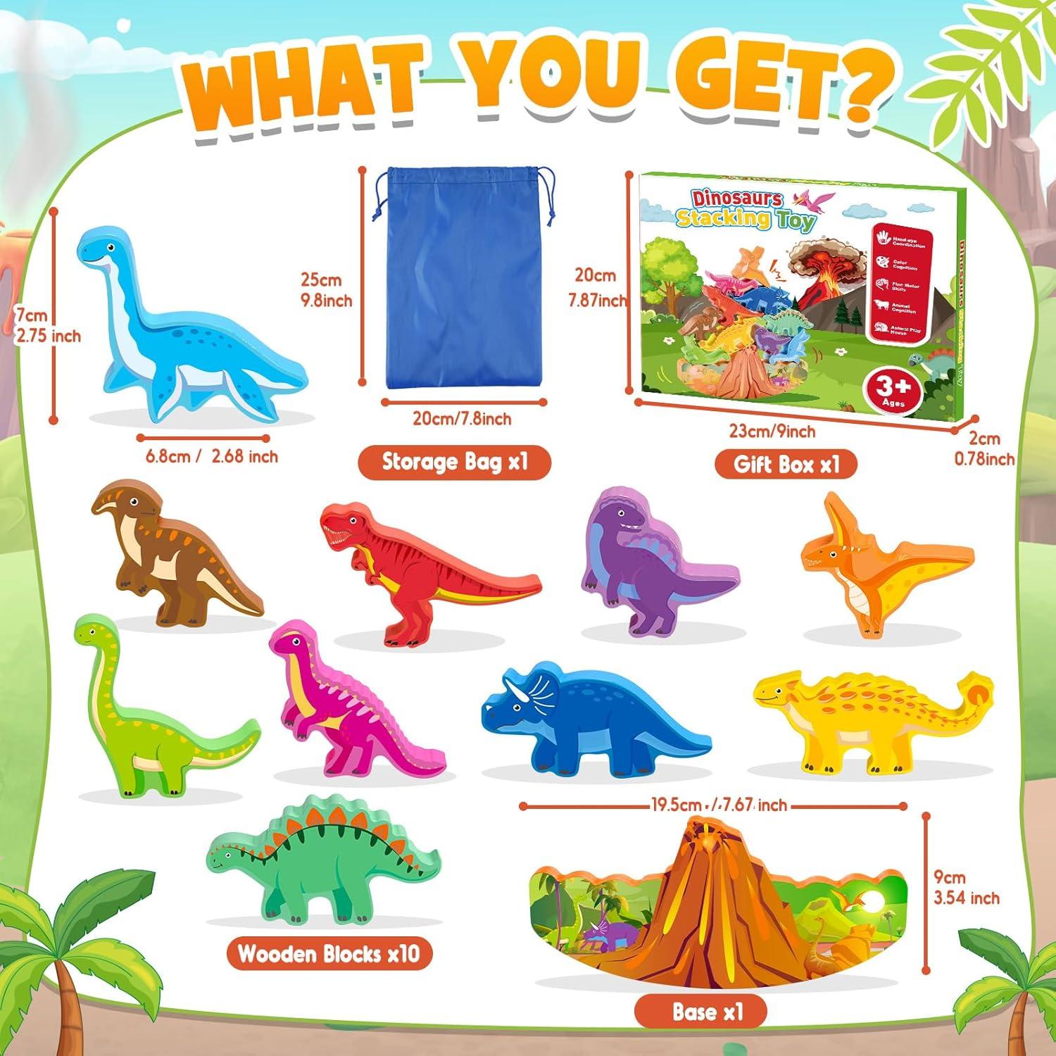 Juguete de Apilamiento de Dinosaurios IPORUP 10 Piezas 3-8 Años