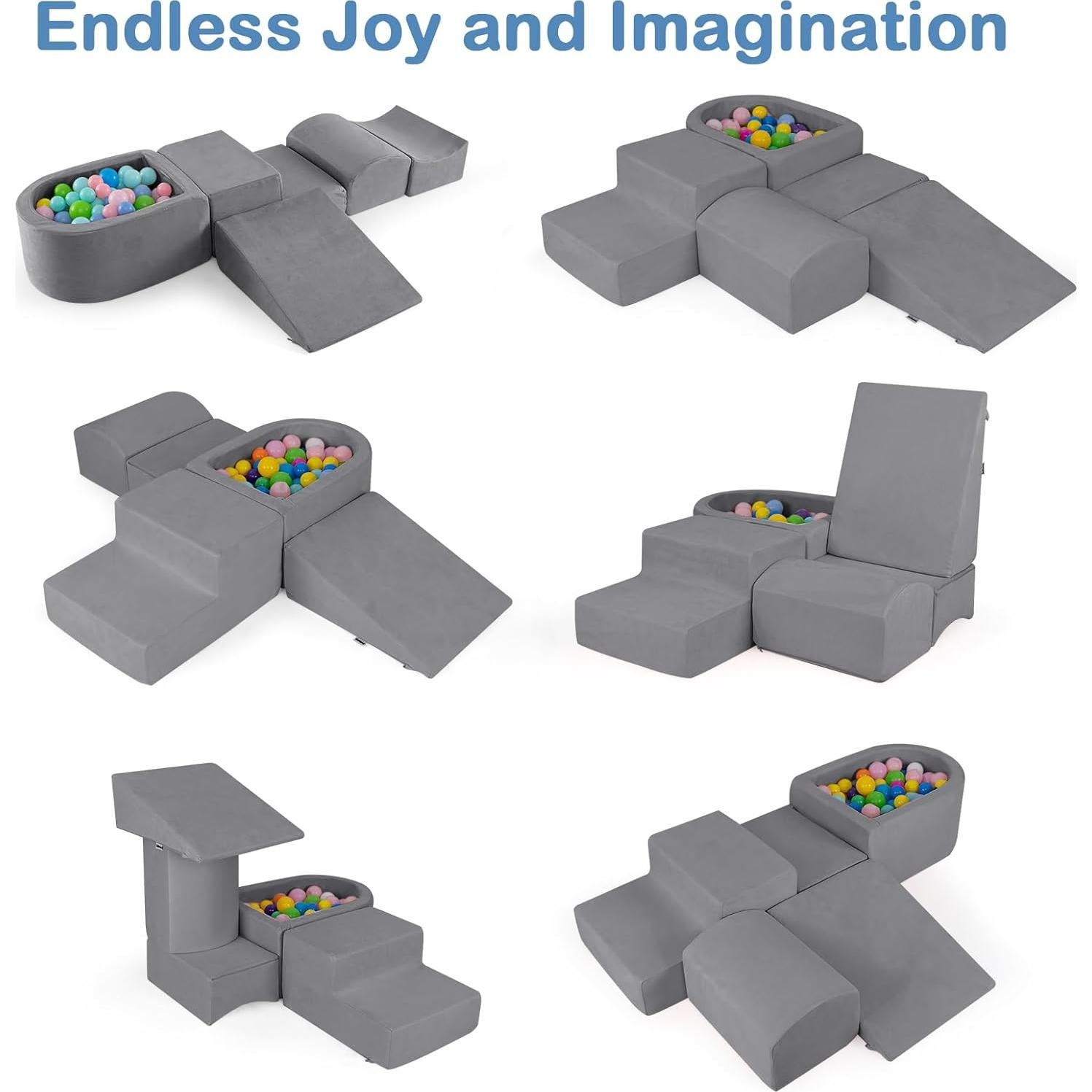 Set de Juego de Escalada INFANS 5 Piezas Espuma Suave Gris