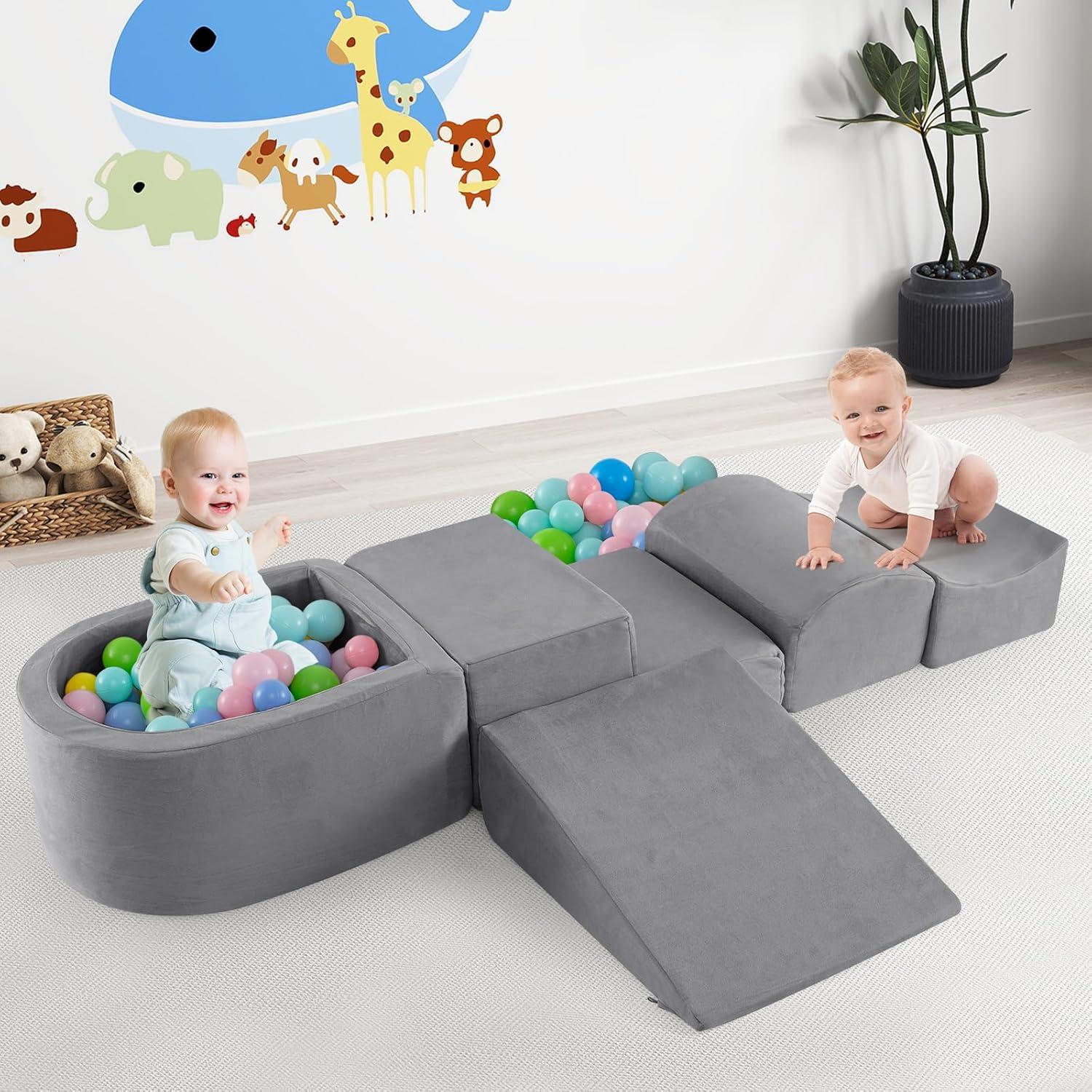 Set de Juego de Escalada INFANS 5 Piezas Espuma Suave Gris