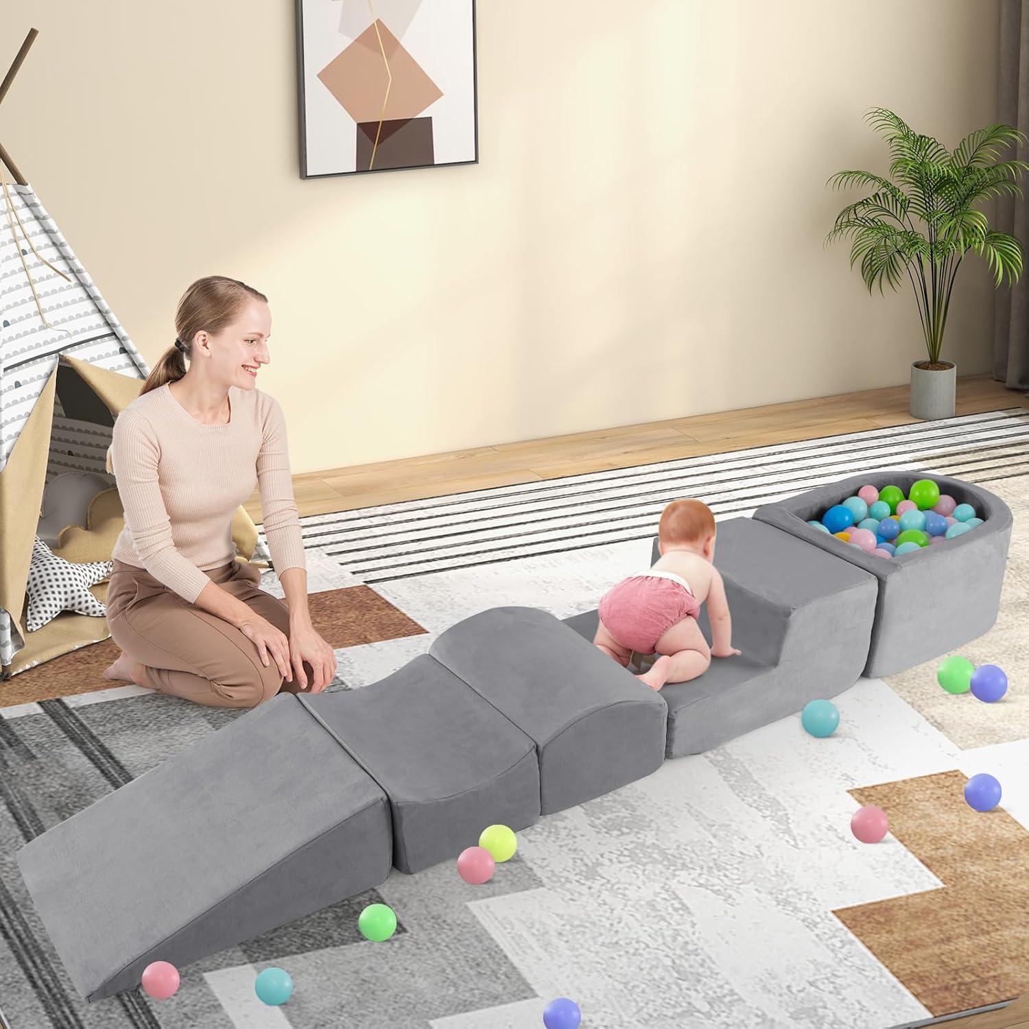 Set de Juego de Escalada INFANS 5 Piezas Espuma Suave Gris