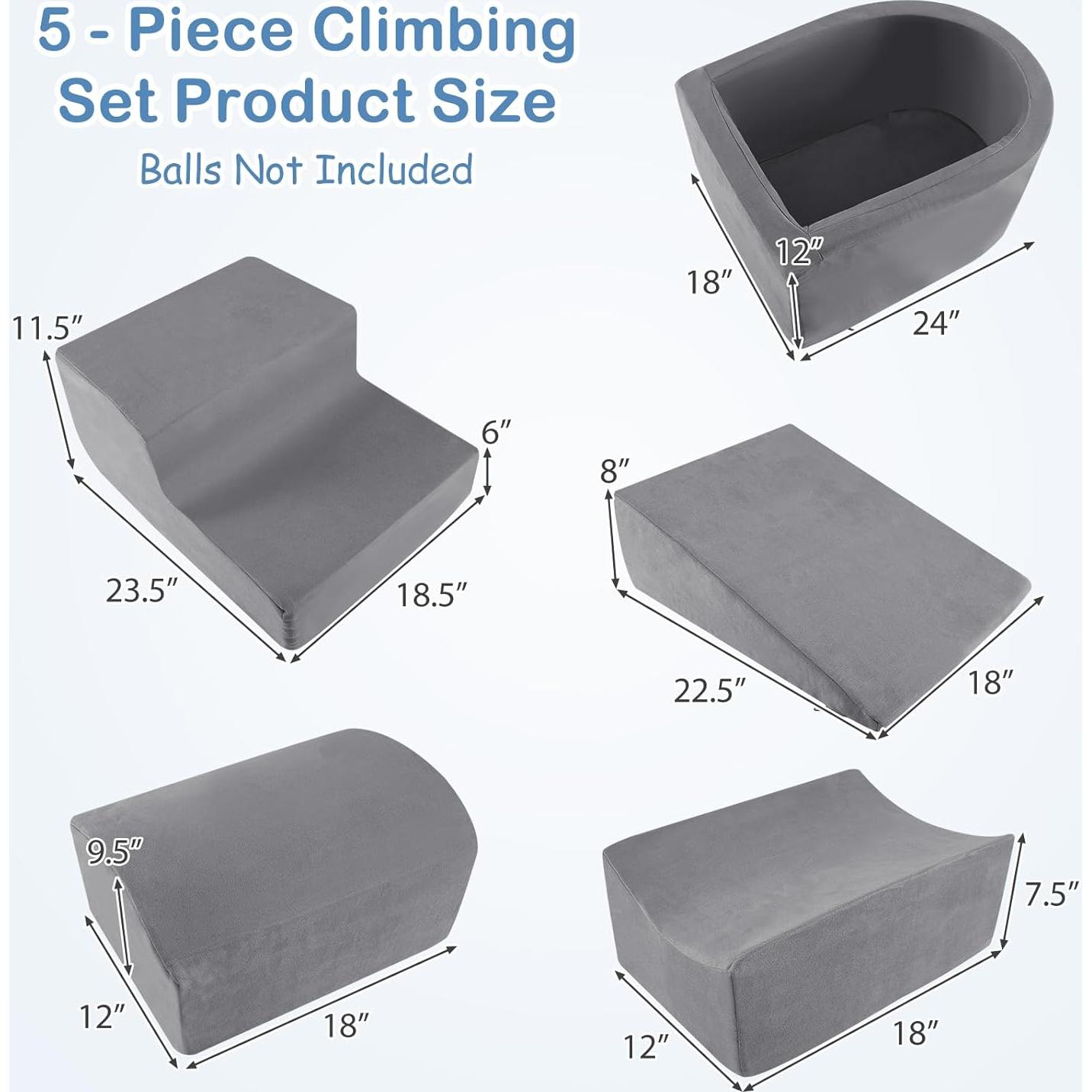 Set de Juego de Escalada INFANS 5 Piezas Espuma Suave Gris