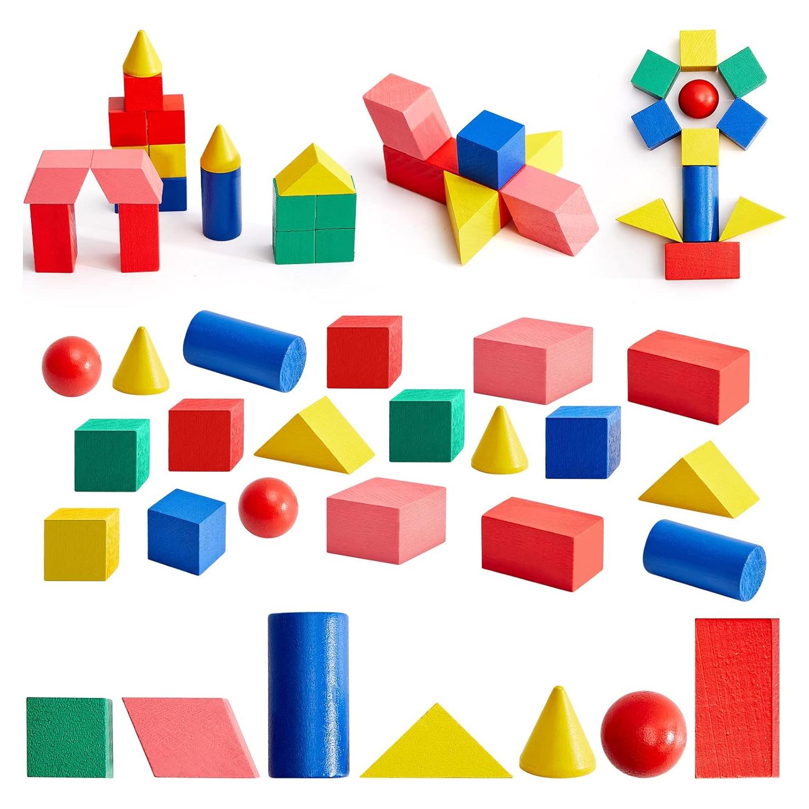 Bloques Geométricos de Madera Deekin 70 Piezas 3D para Niños