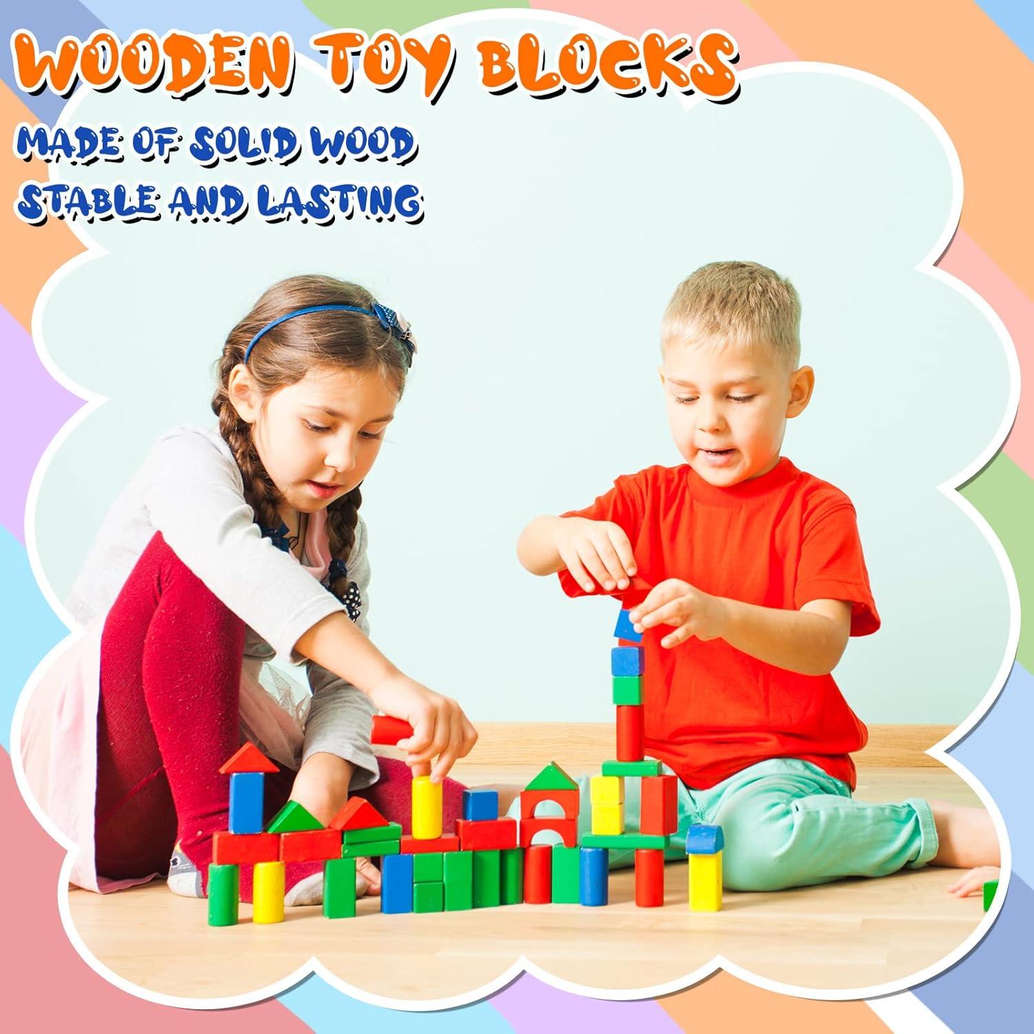 Bloques Geométricos de Madera Deekin 70 Piezas 3D para Niños