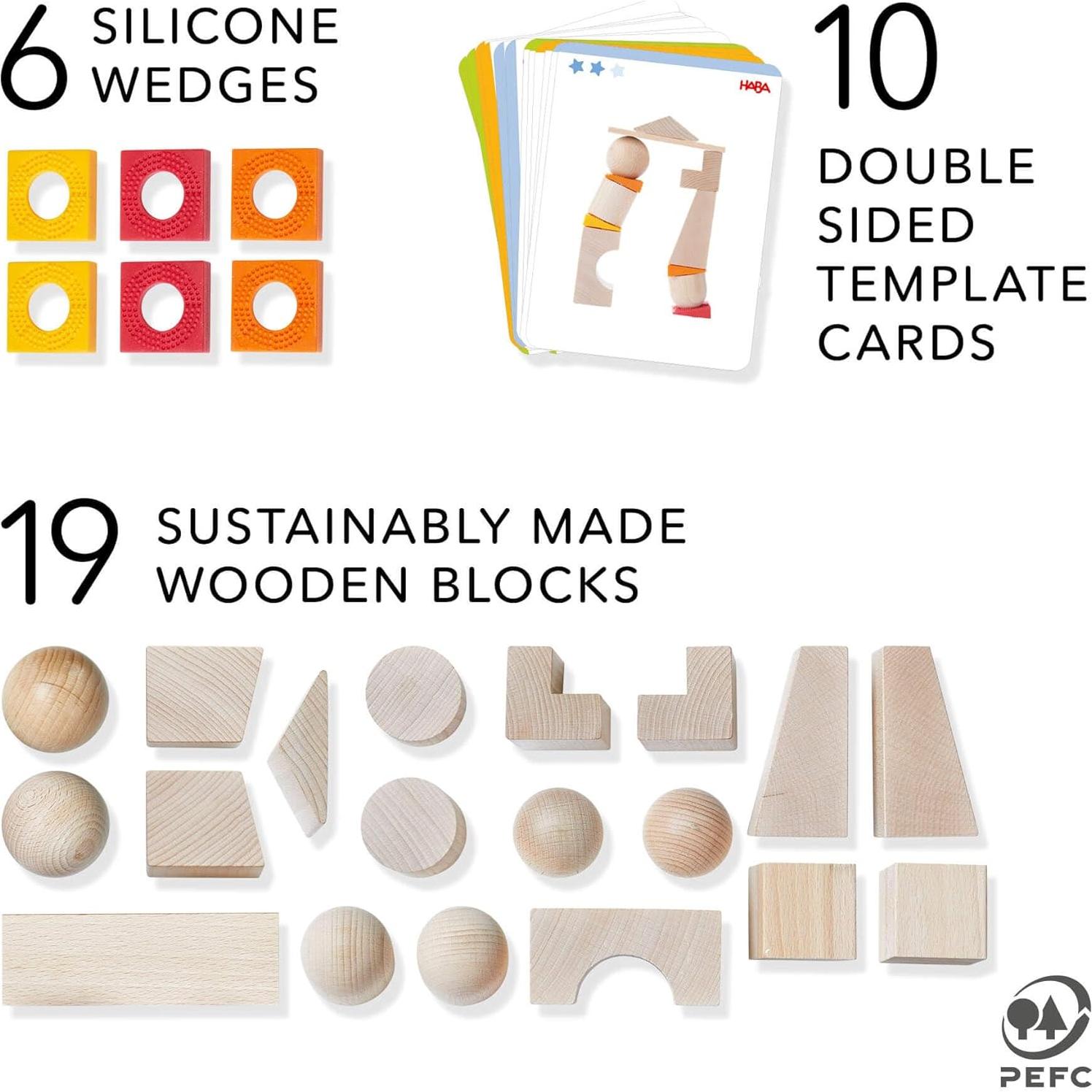 Juego de Bloques de Madera HABA Torres Inestables 19 Piezas