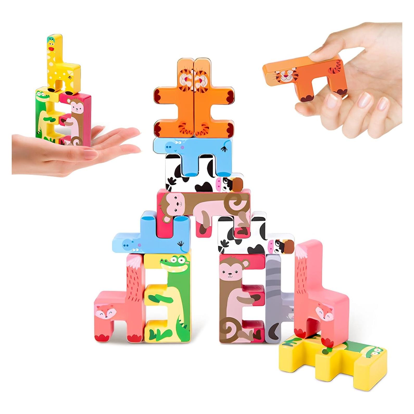 Bloques de Animales de Madera HAFTKD - Juego de Equilibrio 0.47 kg