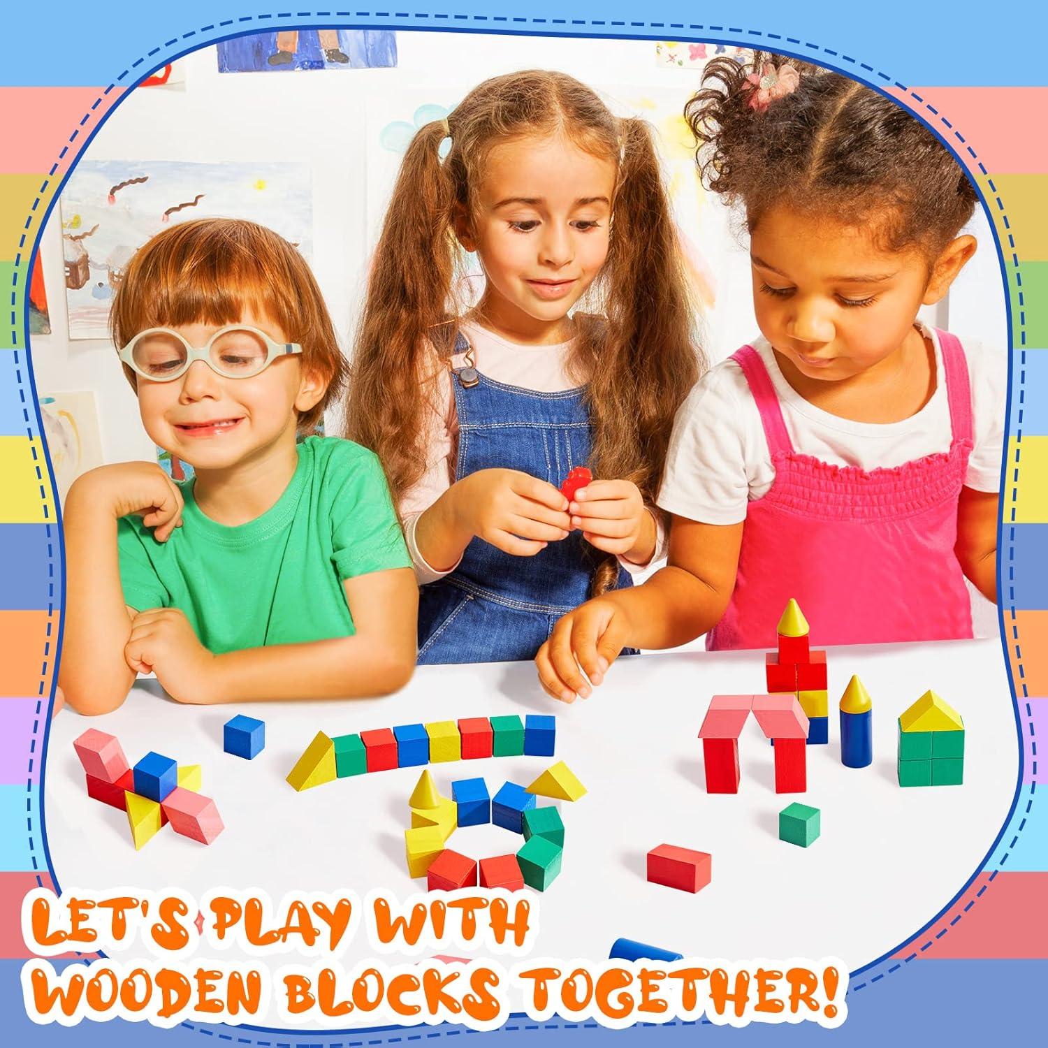 140 Piezas Bloques Geométricos de Madera Sotiff 3D para Niños