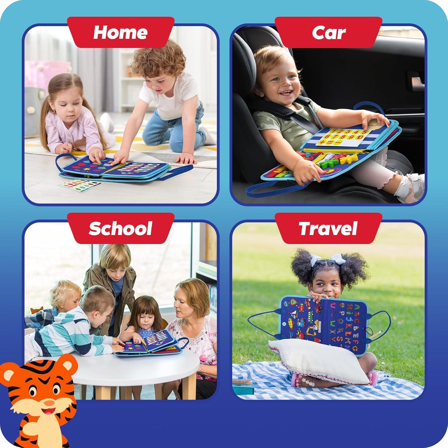 Tablero Ocupado Montessori INKLAB 8 Páginas Azul para Niños 3+