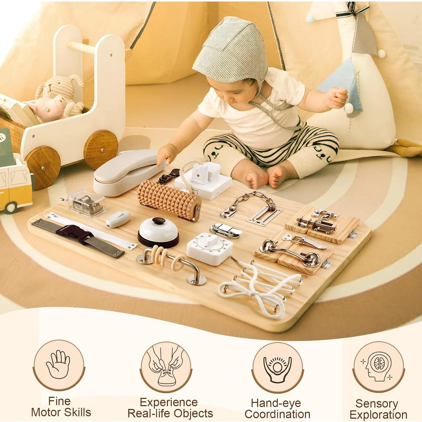 Tablero Ocupado Montessori Potatomato 21 en 1 para Niños 3 a 20 Años