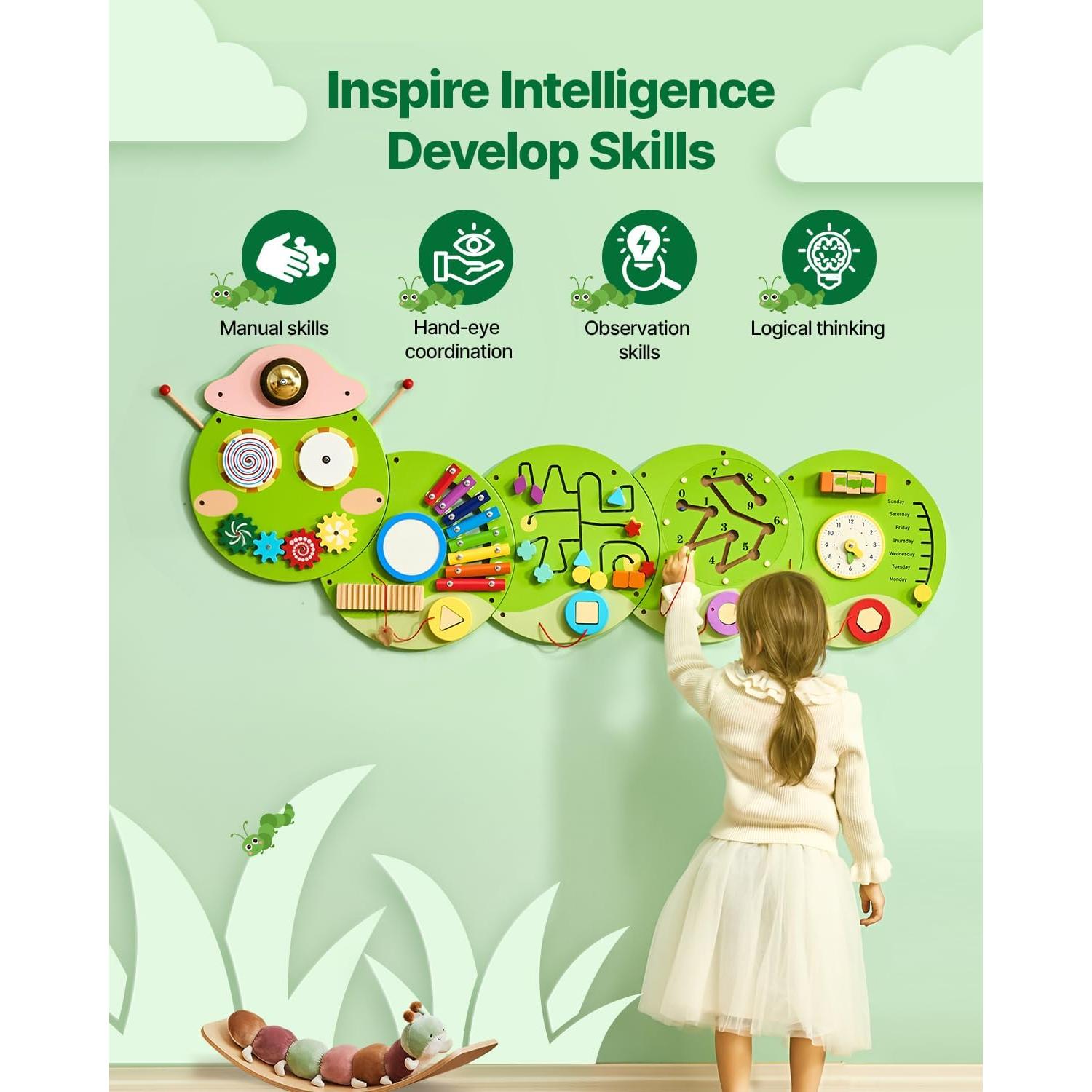 Tablero de Actividades Sensoriales VEVOR 12 Juegos Montessori