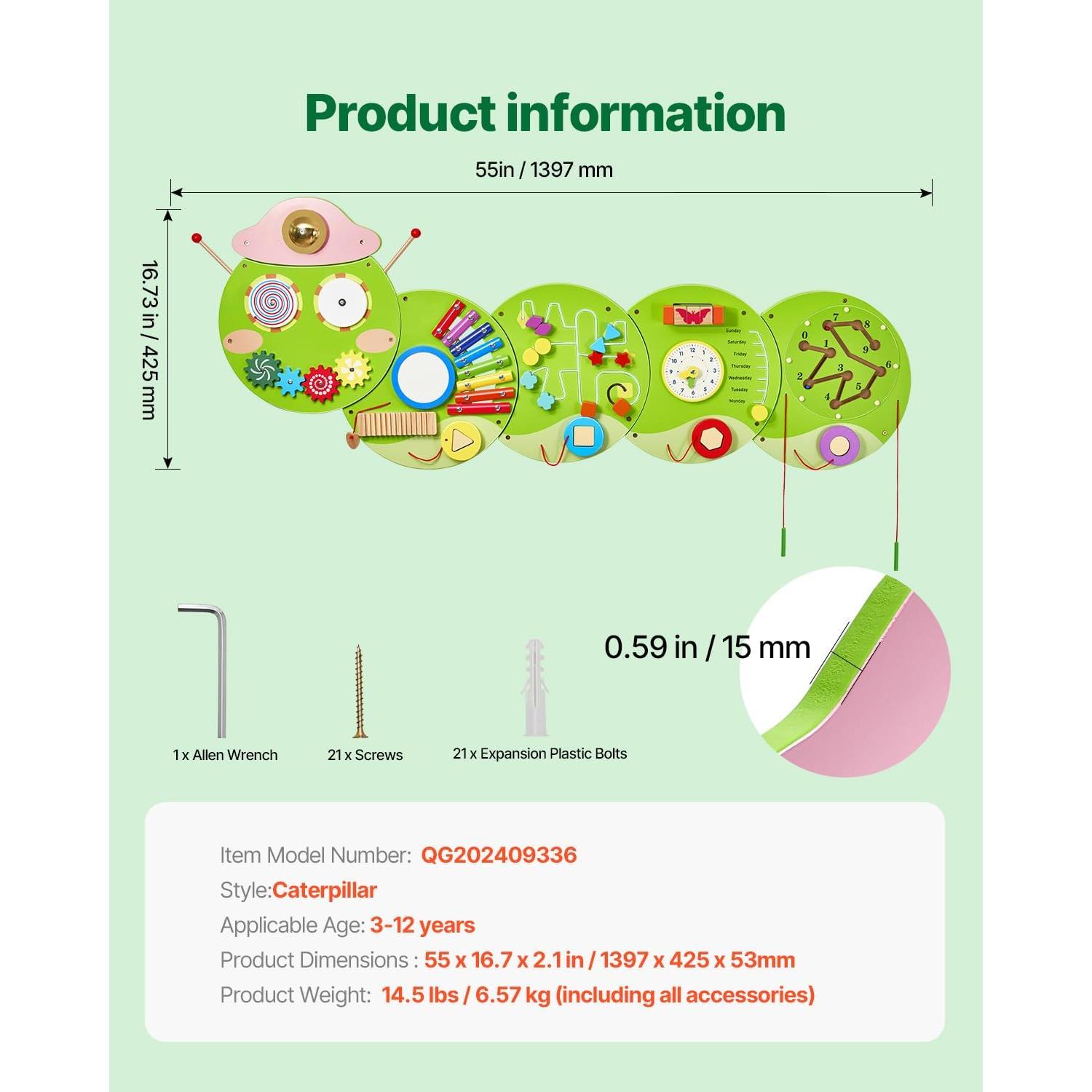 Tablero de Actividades Sensoriales VEVOR 12 Juegos Montessori