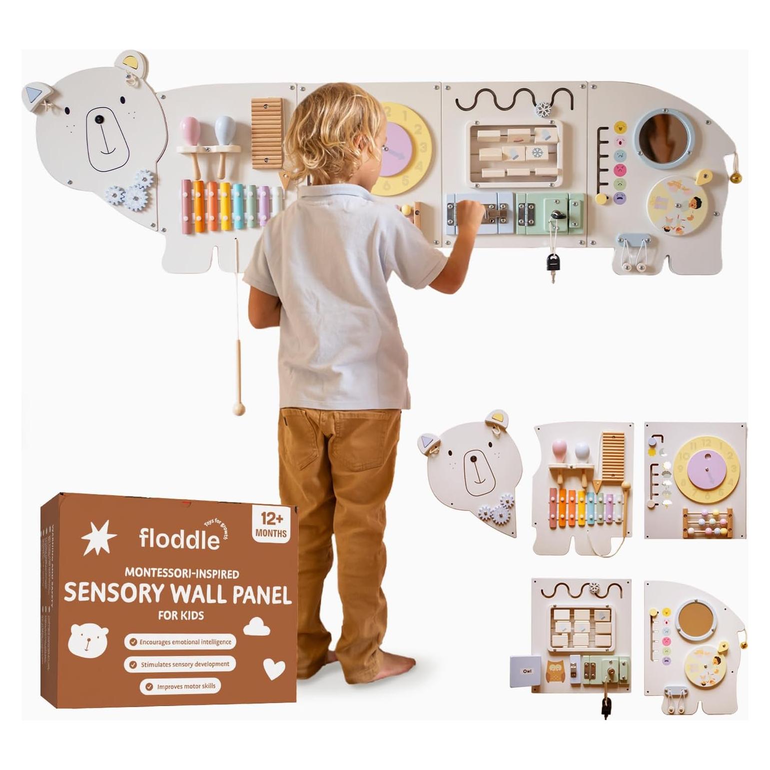 Panel Sensorial Montessori Floddle 70x41 cm para Niños 1-3 años