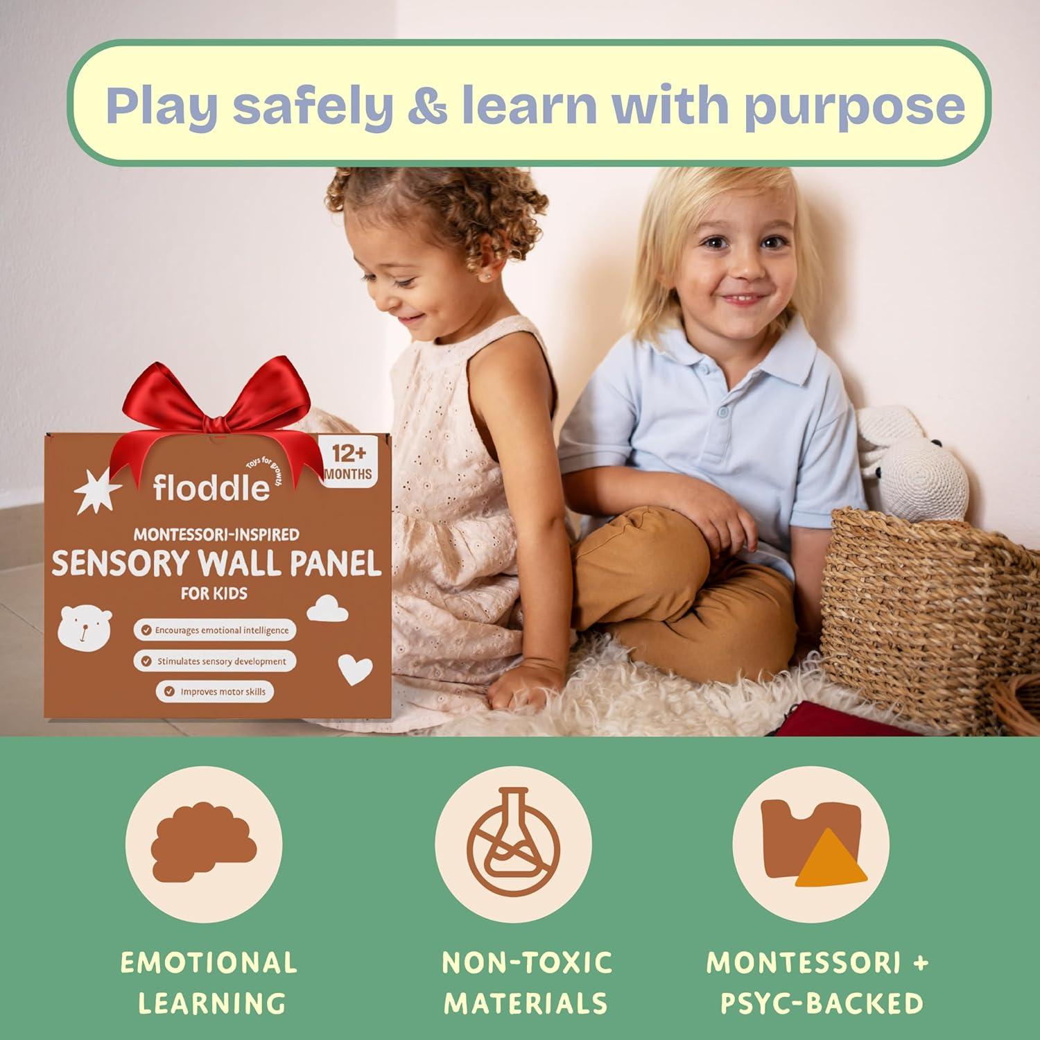 Panel Sensorial Montessori Floddle 70x41 cm para Niños 1-3 años