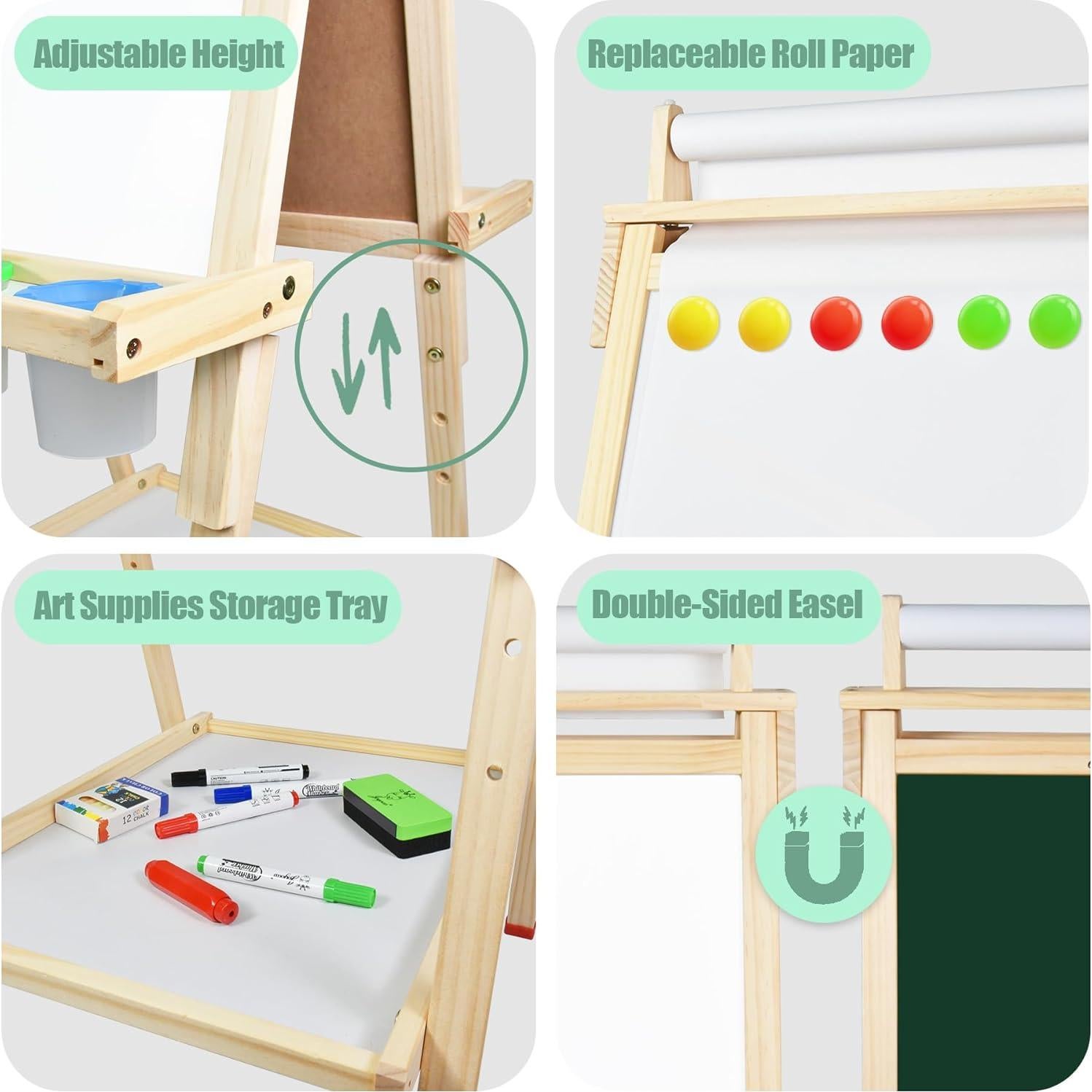 Caballete de Madera Joyooss para Niños Ajustable con Accesorios