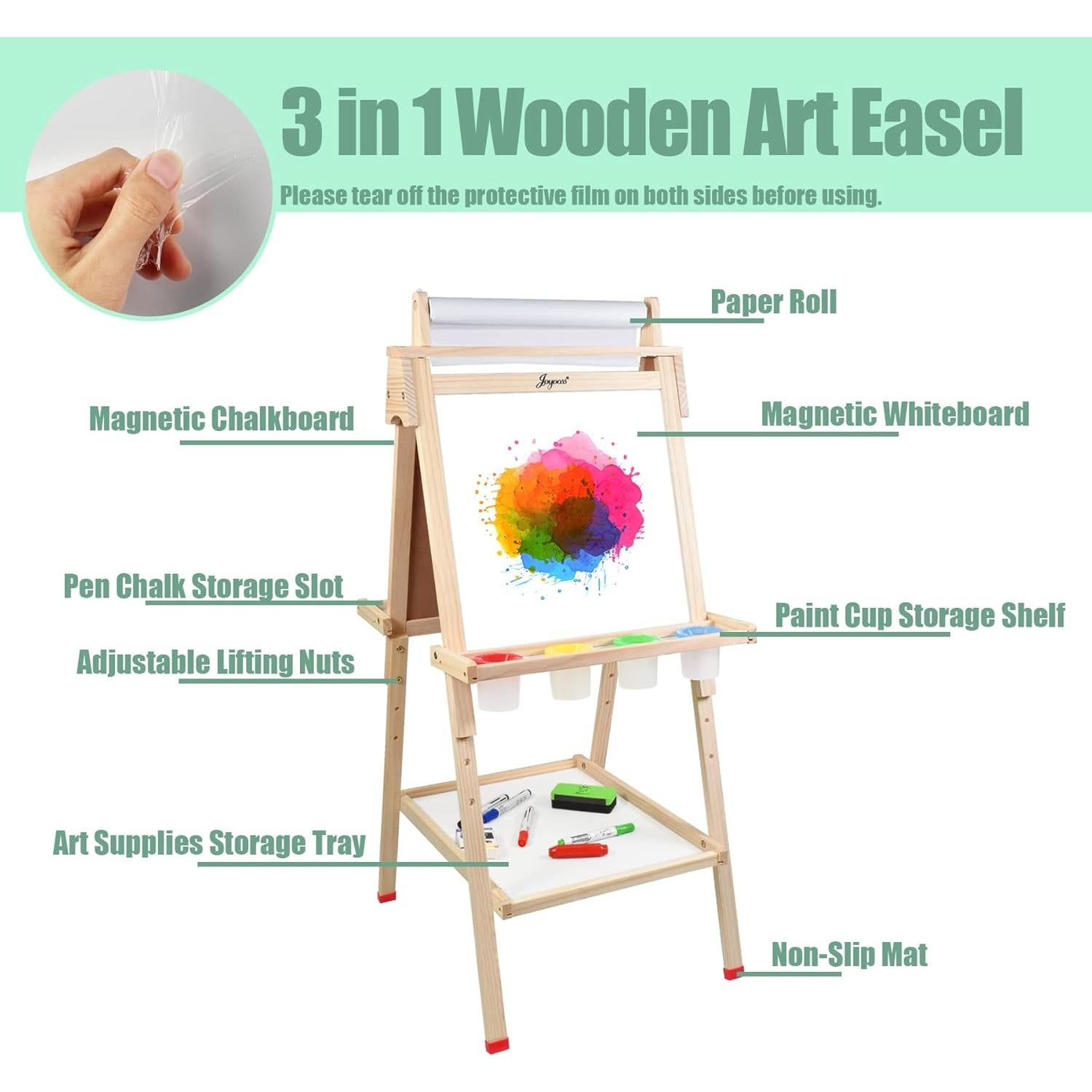 Caballete de Madera Joyooss para Niños Ajustable con Accesorios
